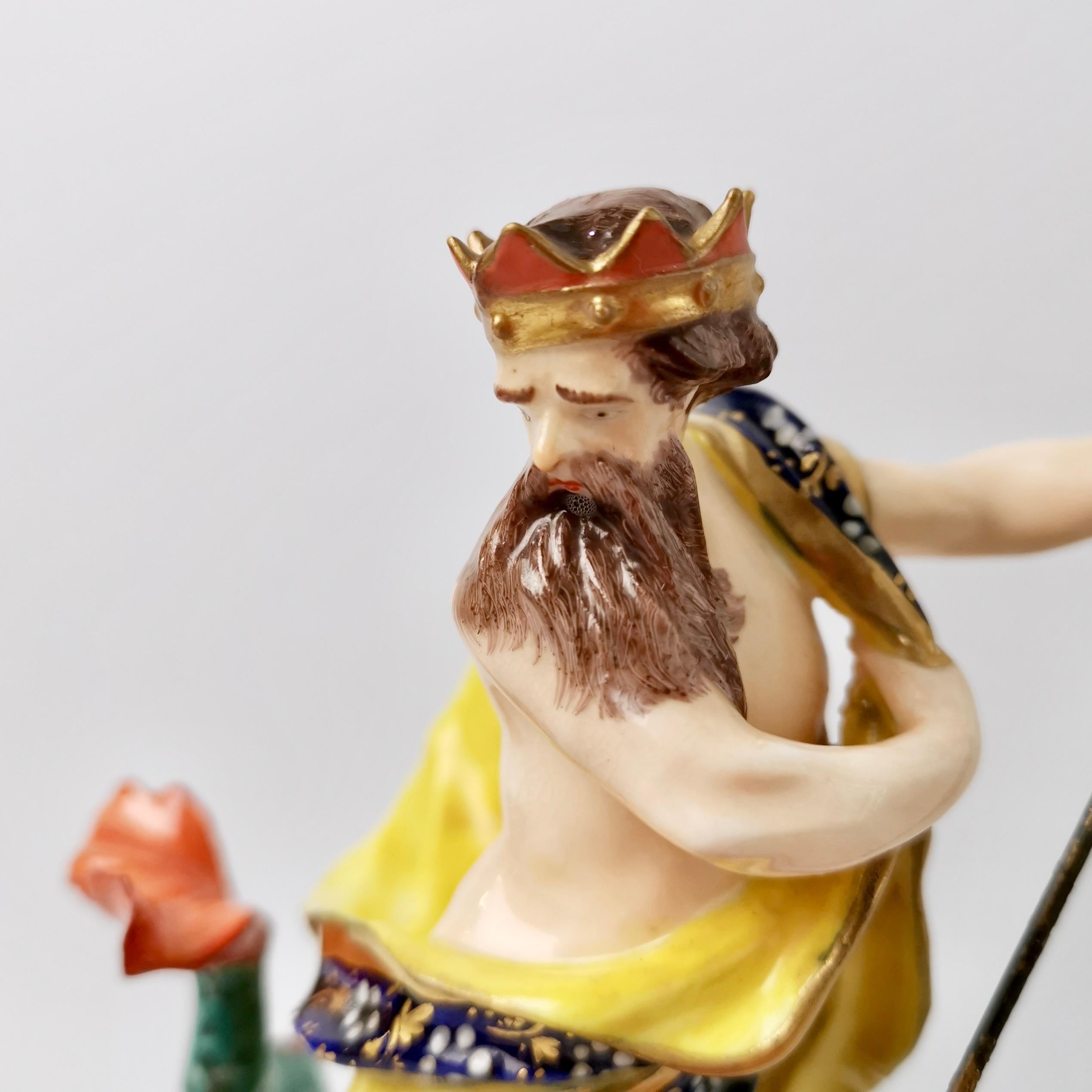 Mid-18th Century Derby Porcelain Figure of Neptune with a Dolphin, 1765-1830