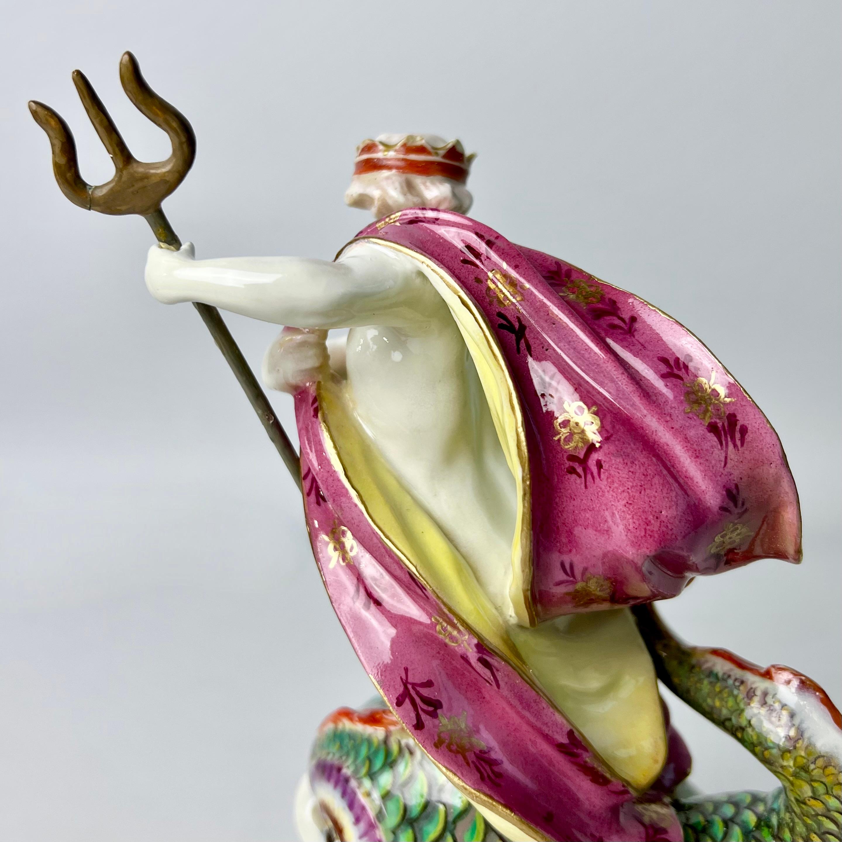 Derby Porcelain Figure of Neptune with Dolphin, Rococo, Ca 1765 6