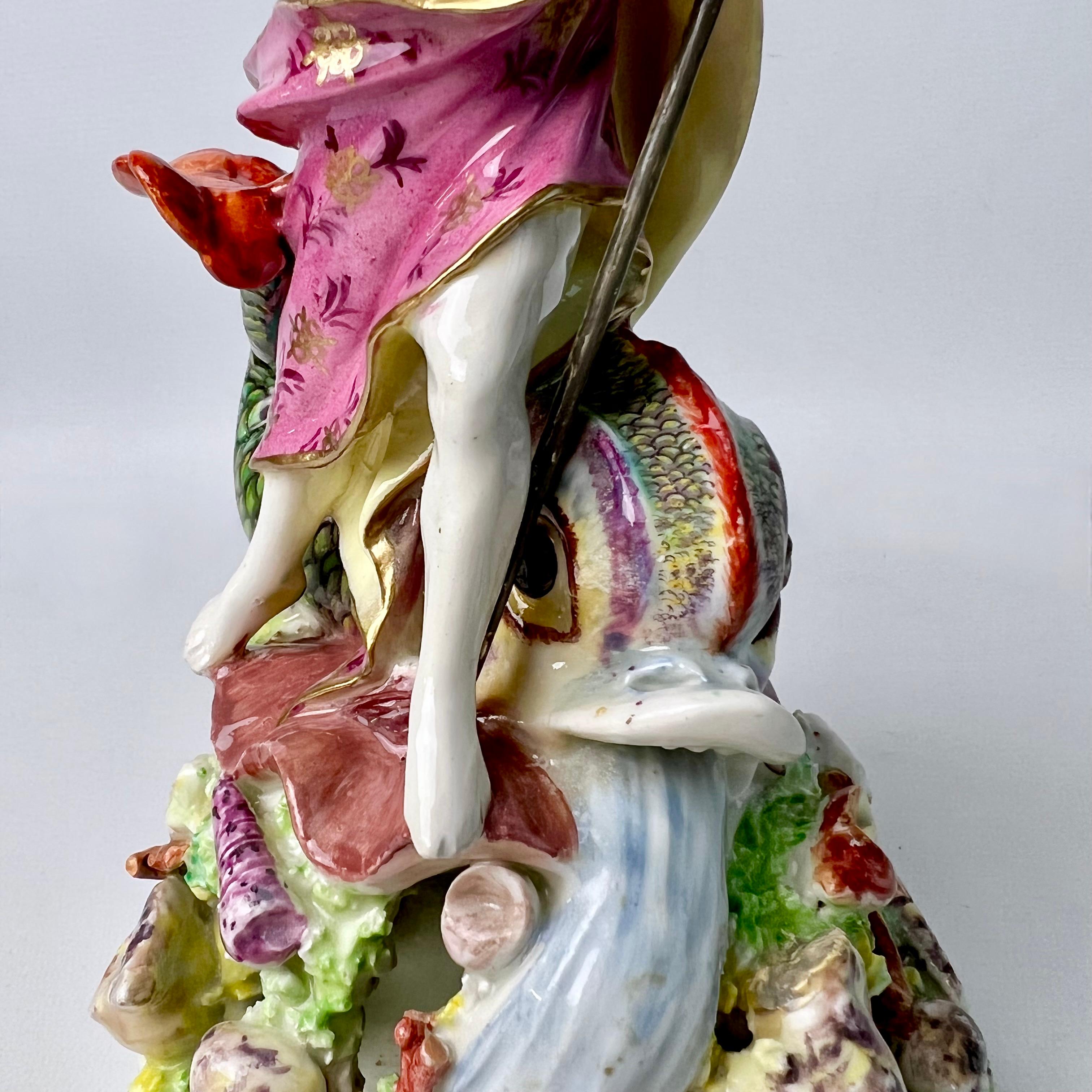 Derby Porcelain Figure of Neptune with Dolphin, Rococo, Ca 1765 8