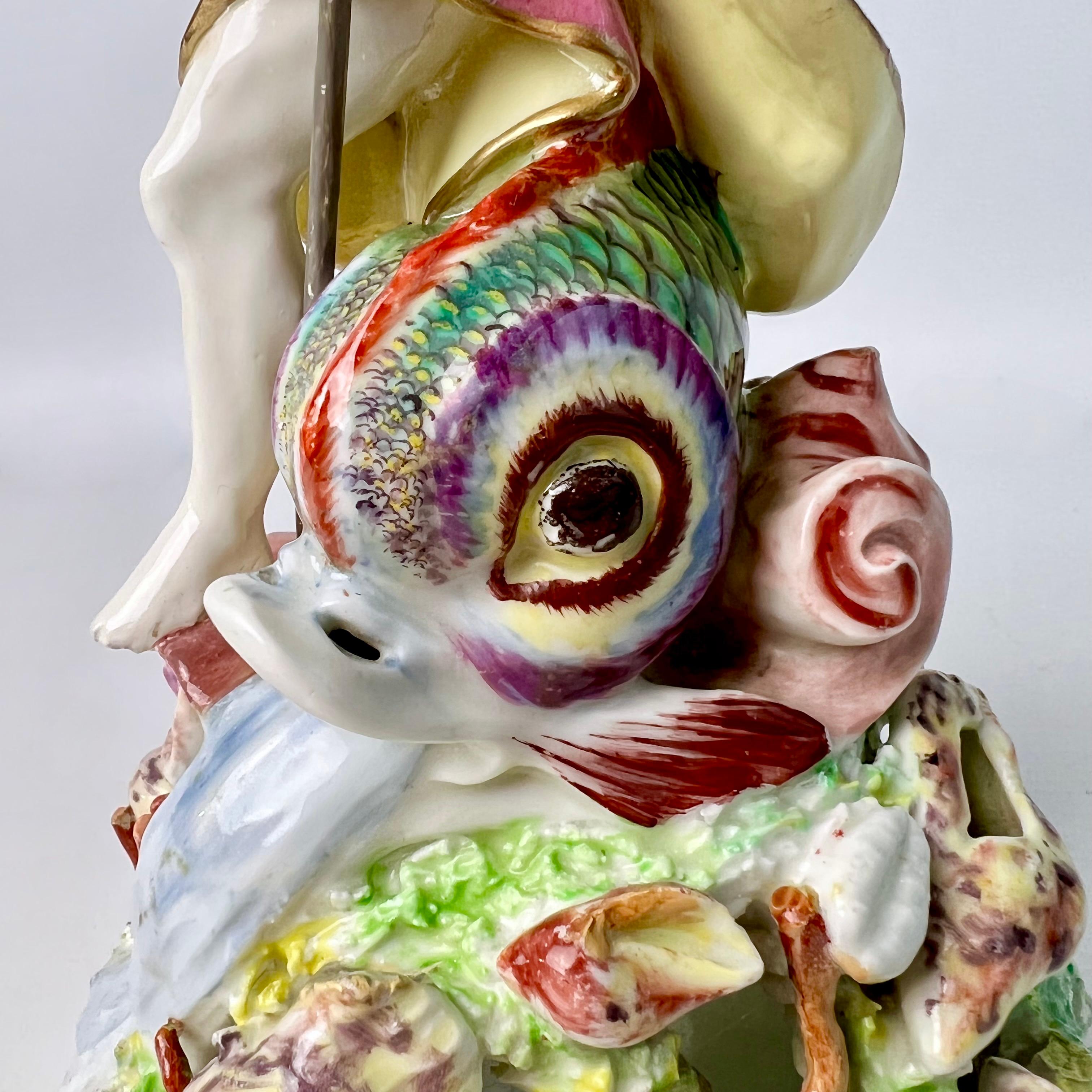 Derby Porcelain Figure of Neptune with Dolphin, Rococo, Ca 1765 1