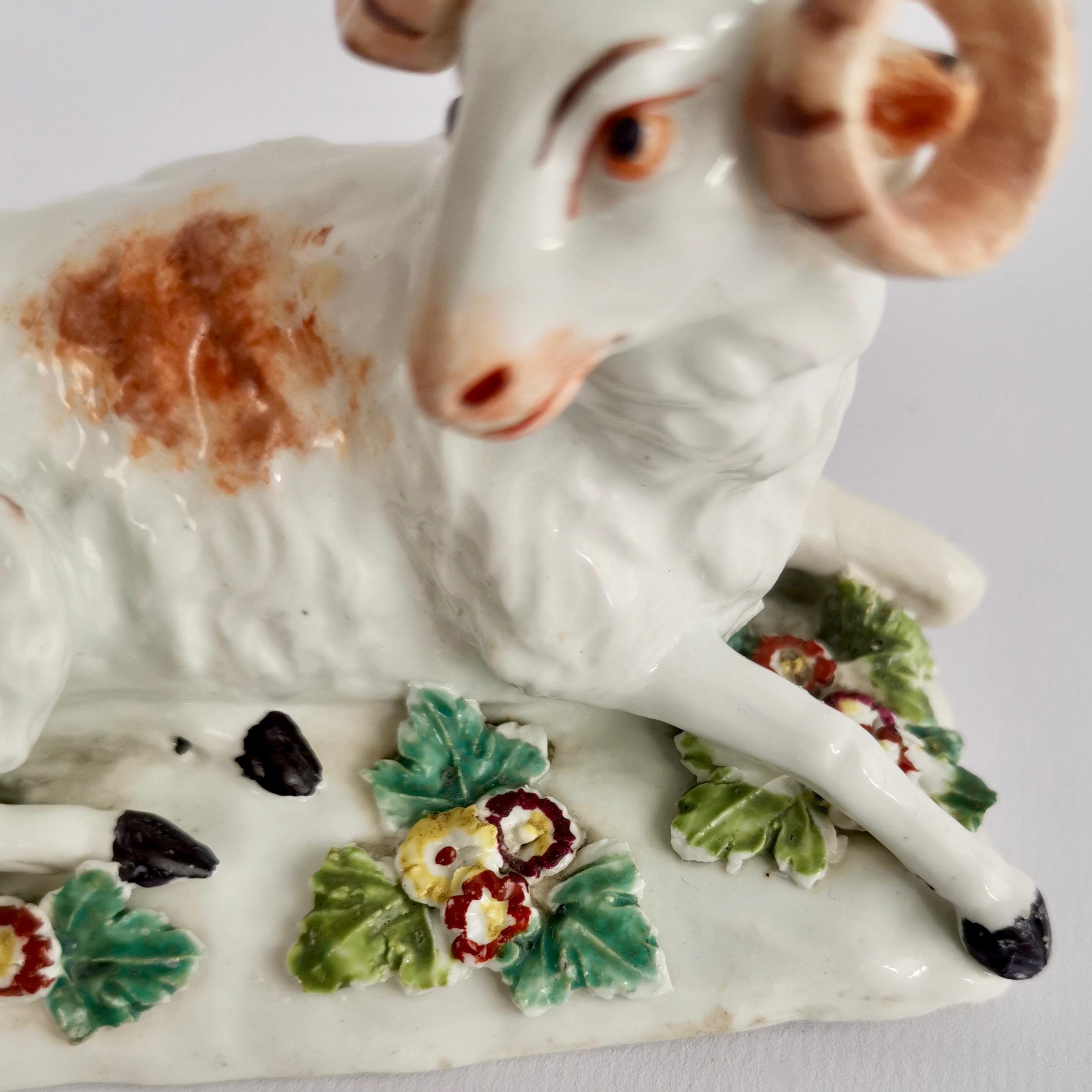 Derby Porcelain Figure of Recumbent Ram, Georgian 1759-1769 4