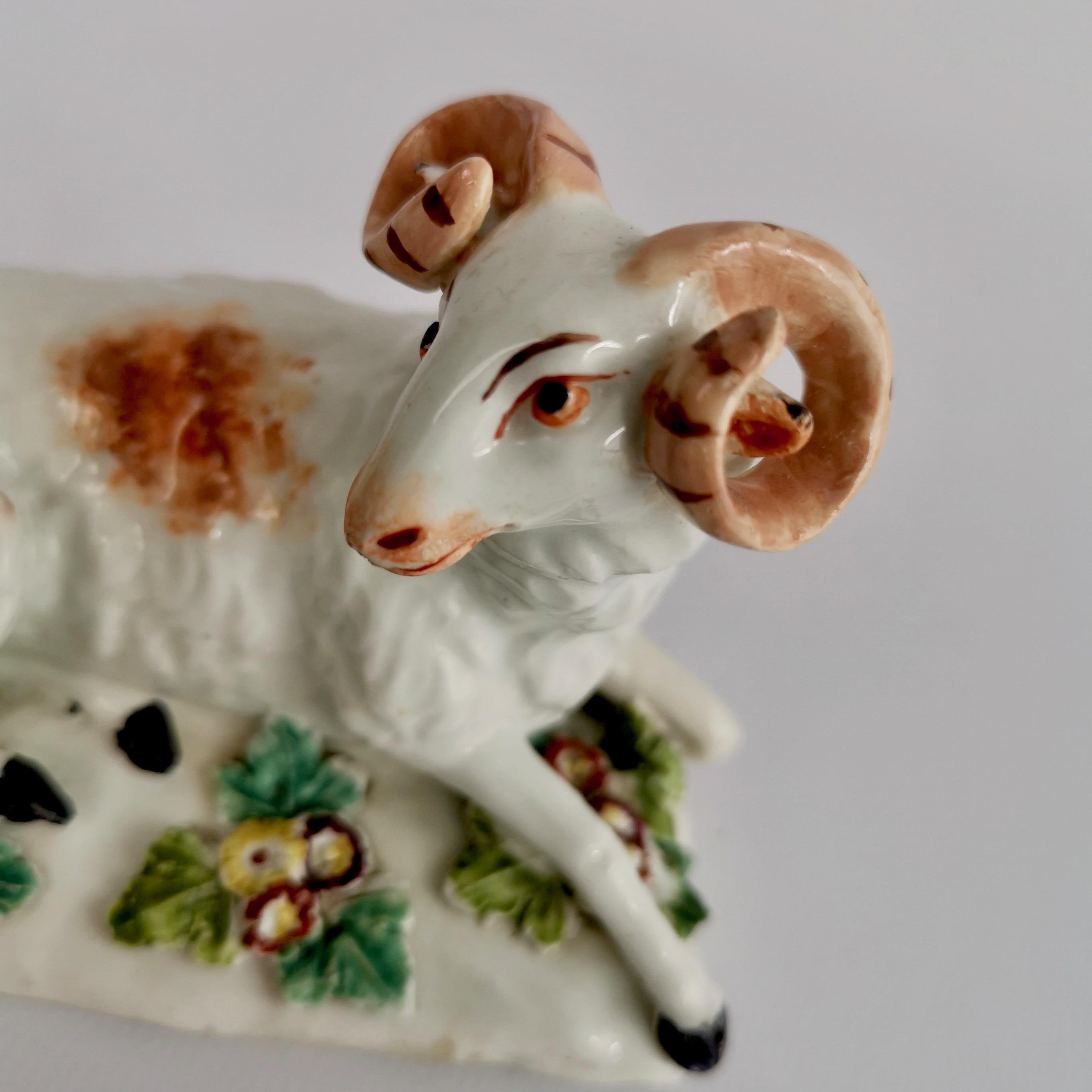 Derby Porcelain Figure of Recumbent Ram, Georgian 1759-1769 2