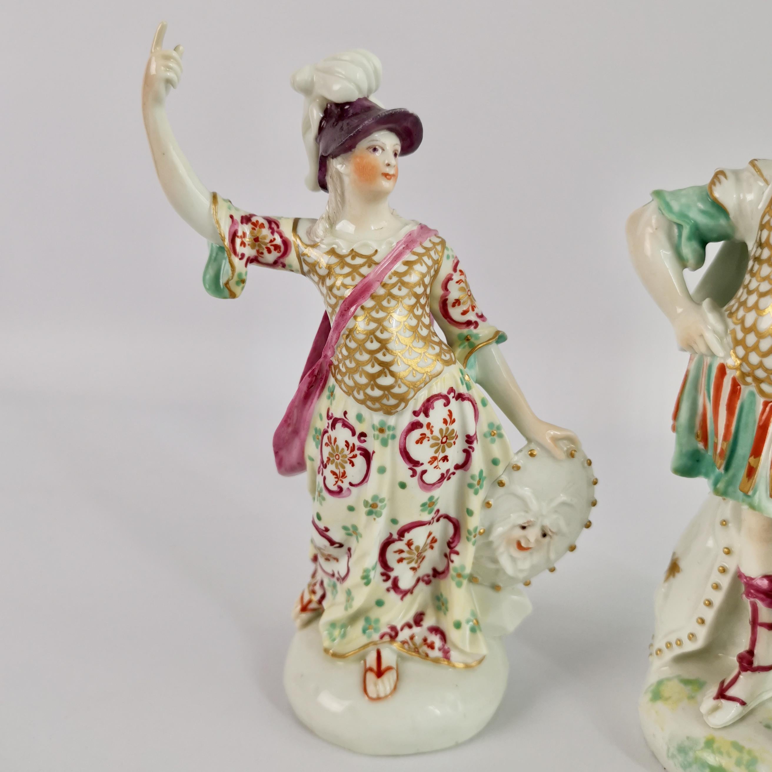 Mid-18th Century Derby Porcelain Figures of Mars and Minerva, Rococo, circa 1765