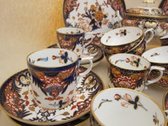 Derby Porcelain King's Pattern Tea Service with Coffee Cans