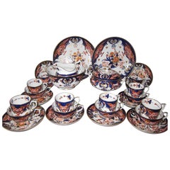 Antique Derby Porcelain King's Pattern Tea Service with Coffee Cans 