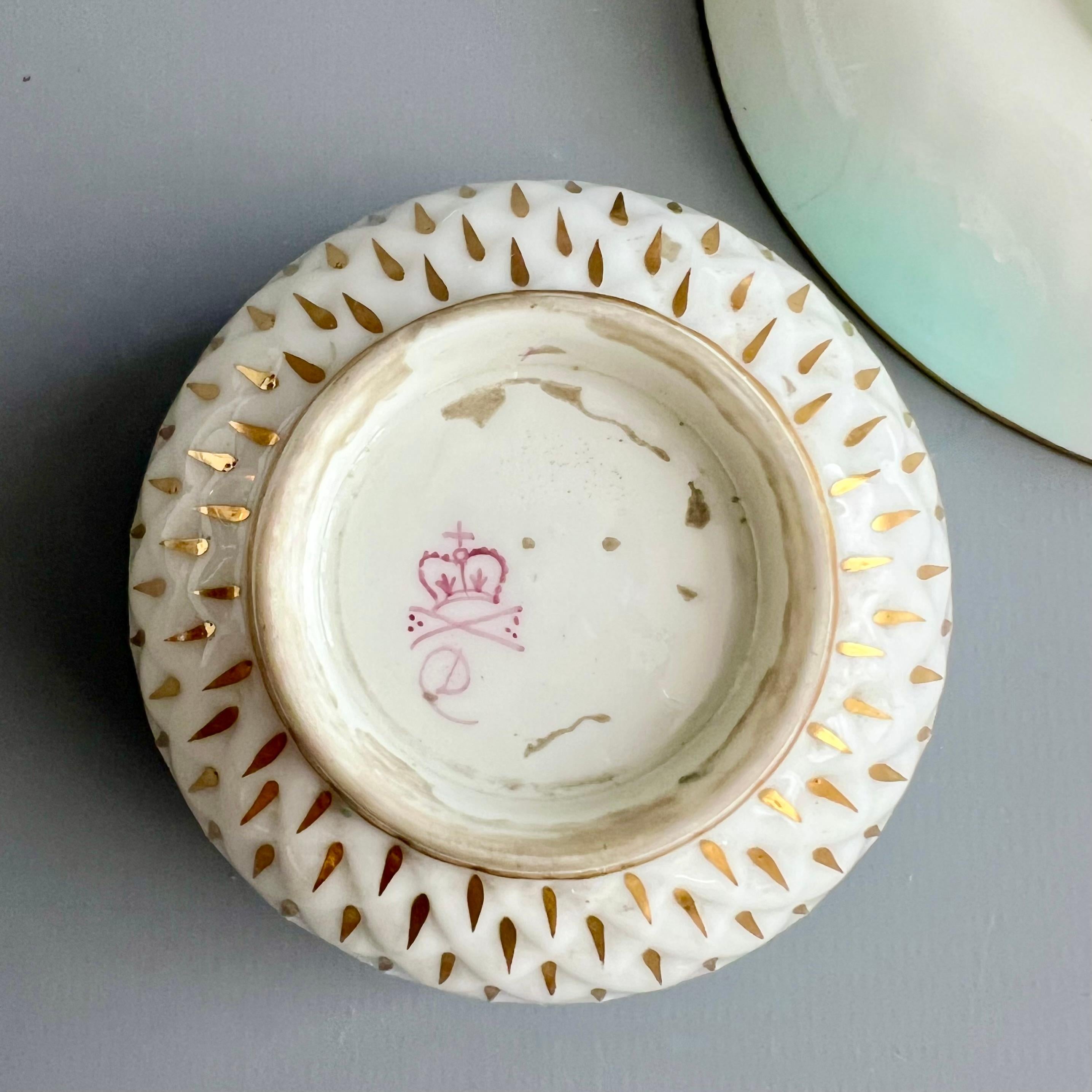 Tazón de té de porcelana Derby, motivo alcachofa en turquesa, georgiano ca 1785 (4) en venta 7