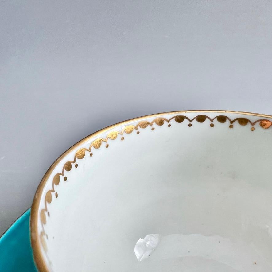 Derby Porcelain Tea Bowl, Artichoke Pattern in Turquoise, Georgian ca 1785 For Sale 3