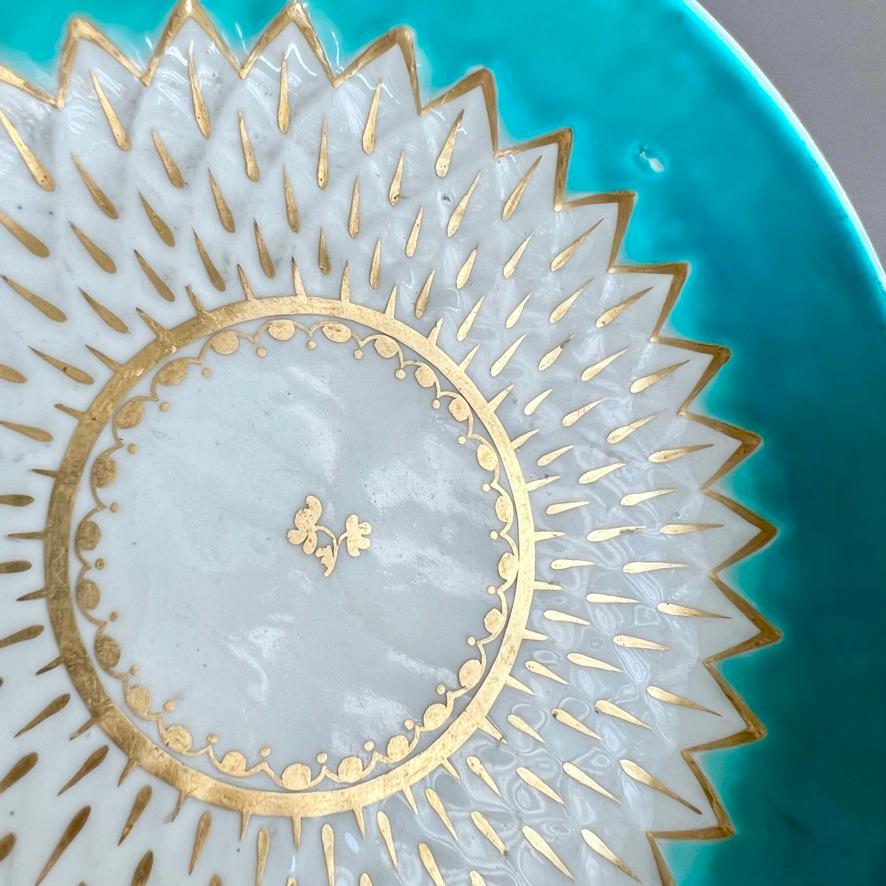 Tazón de té de porcelana Derby, motivo alcachofa en turquesa, georgiano ca 1785 1