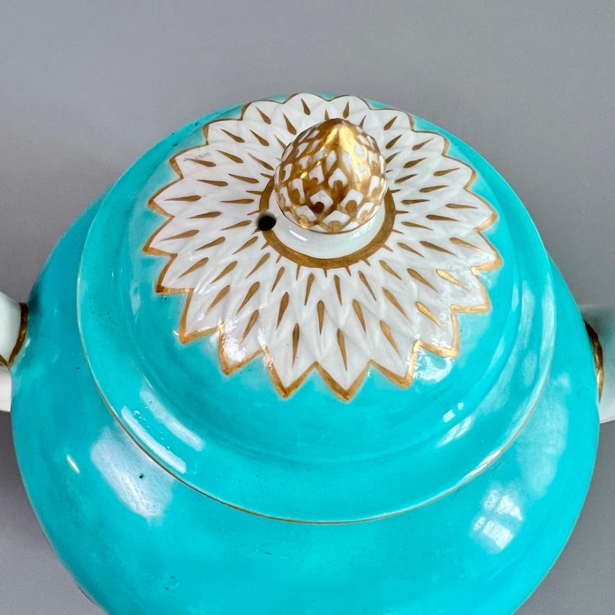 Derby Porcelain Tea Service, Artichoke Pattern in Turquoise, ca 1785 For Sale 3