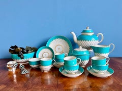 Service à thé Derby, motif artichaut en turquoise, vers 1785