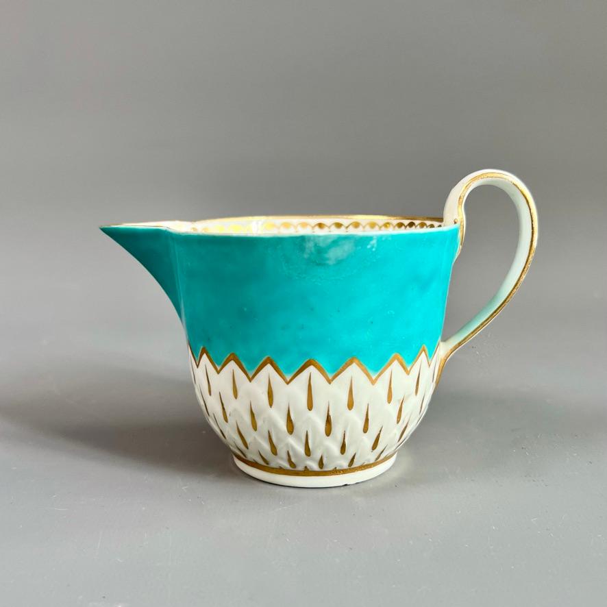 Hand-Painted Derby Porcelain Tea Service, Artichoke Pattern in Turquoise, ca 1785 For Sale