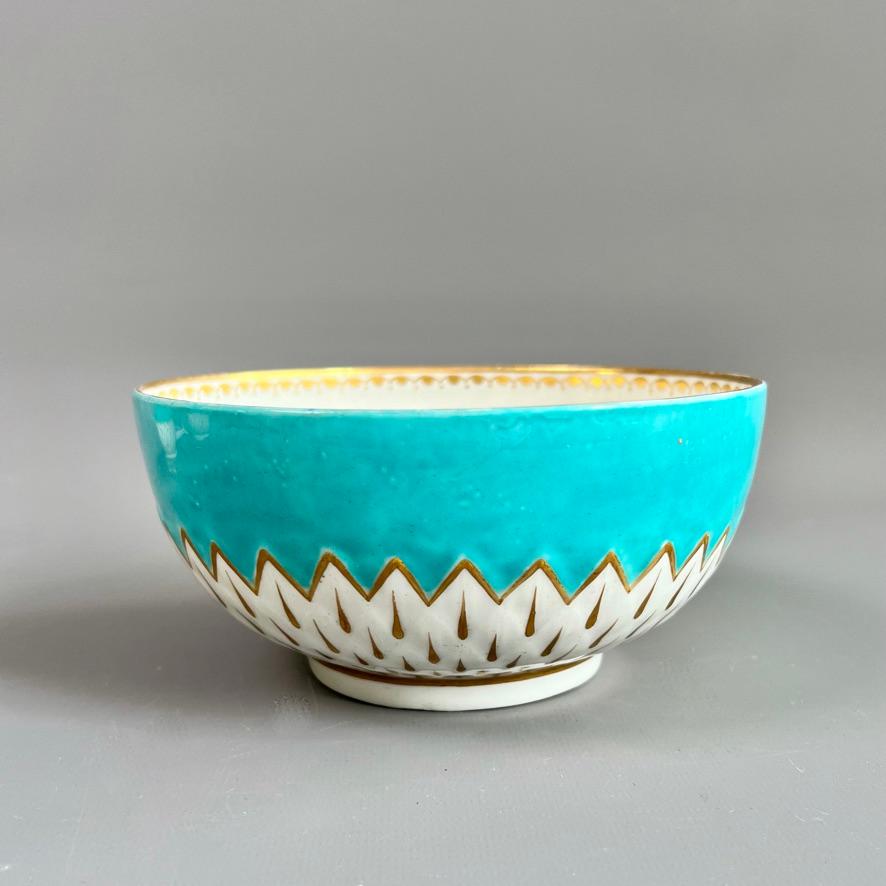 Derby Porcelain Tea Service, Artichoke Pattern in Turquoise, ca 1785 In Good Condition For Sale In London, GB