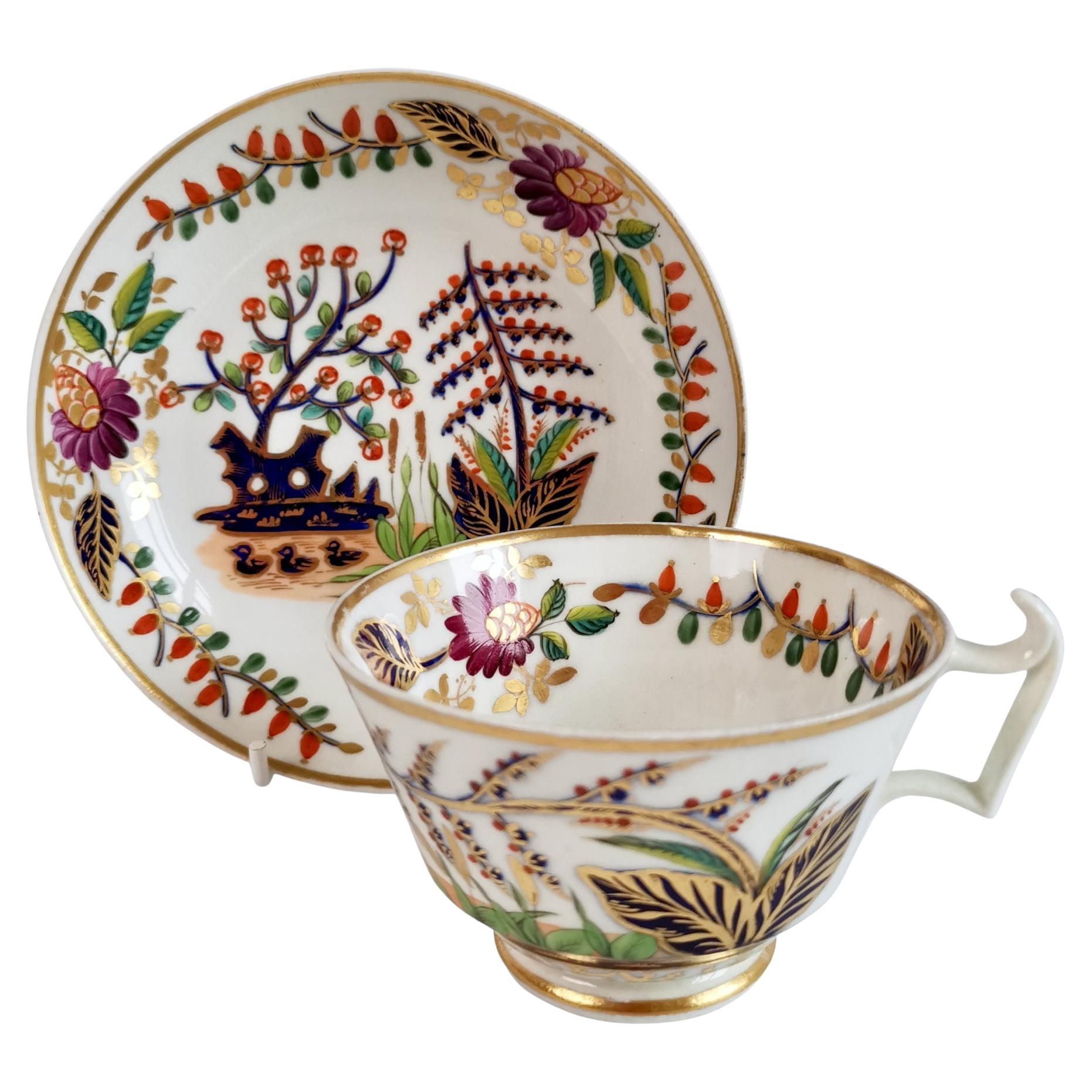 Derby Porcelain Teacup, Japan Pattern with Ducks, Regency, 1815-1820
