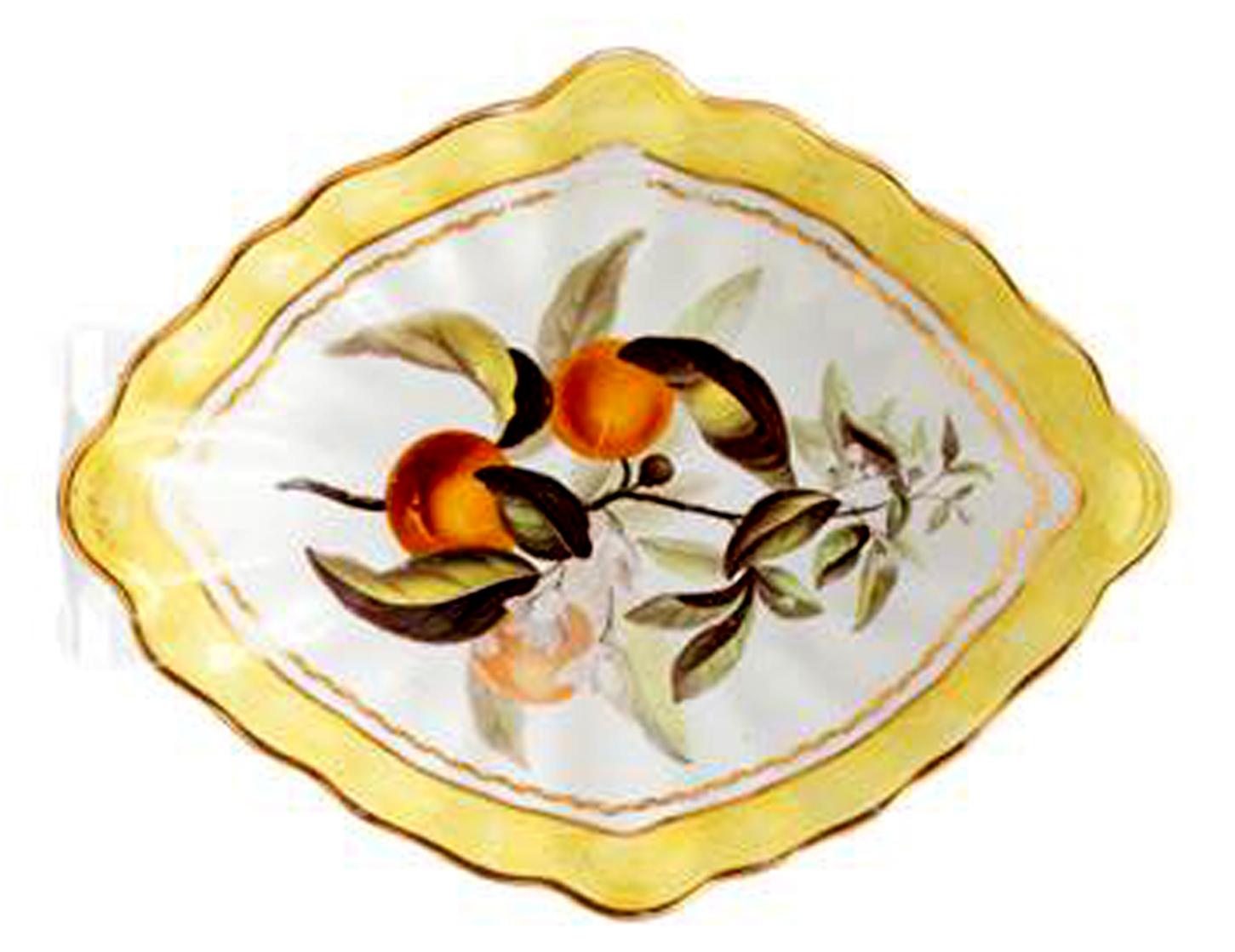 Georgien Plat botanique en porcelaine de Derby à fond jaune du 18ème siècle, motif n° 216 en vente