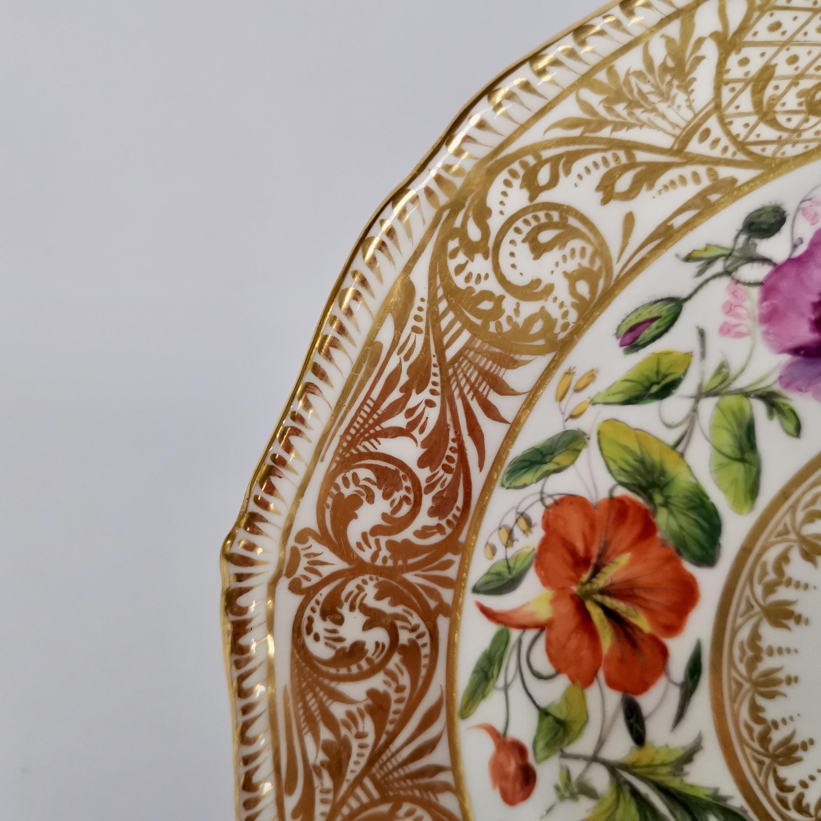 Derby Sampson Hancock Plate, Gilt, Flowers, Signed by S Hancock, 1863-1895 1