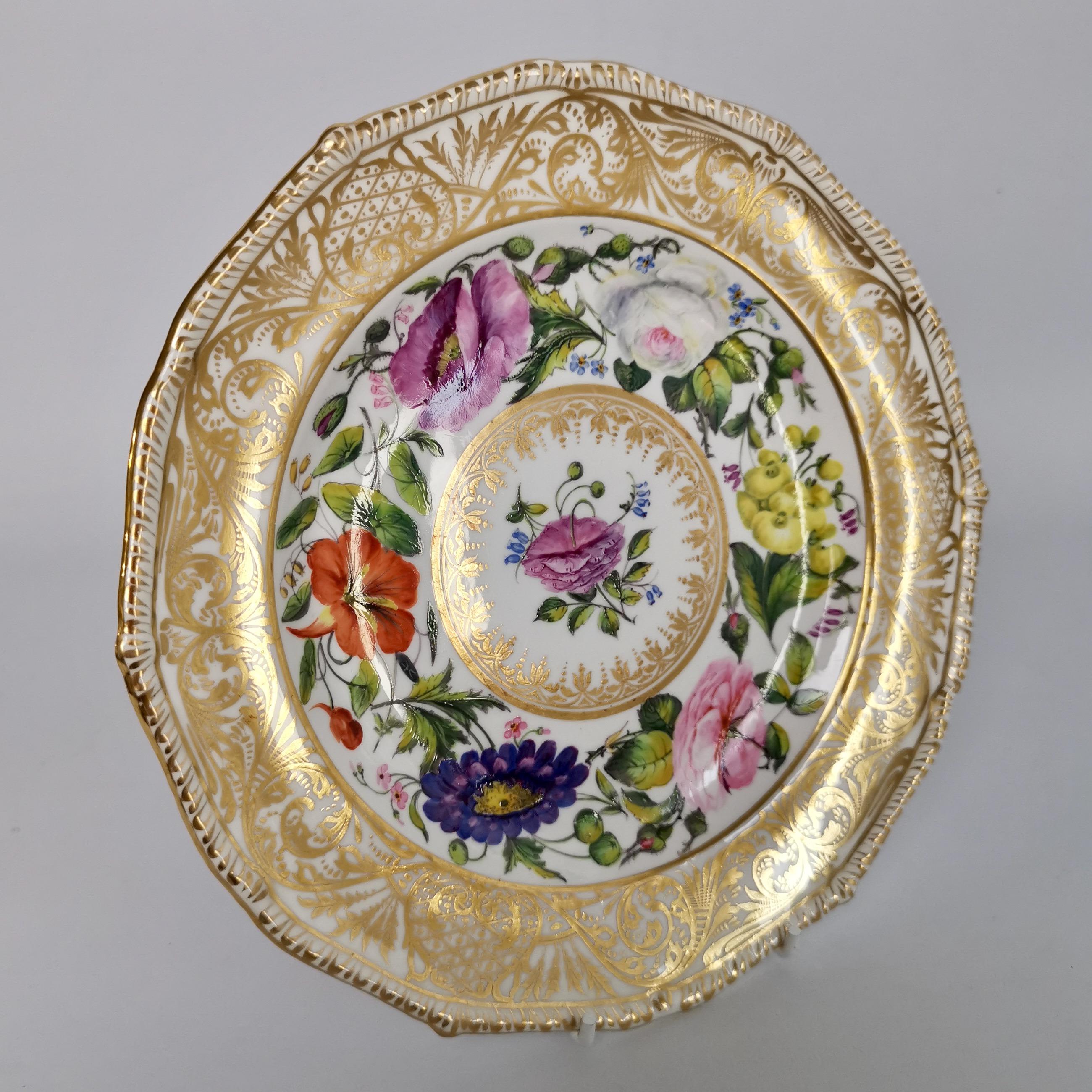 Derby Sampson Hancock Plate, Gilt, Flowers, Signed by S Hancock, 1863-1895 2
