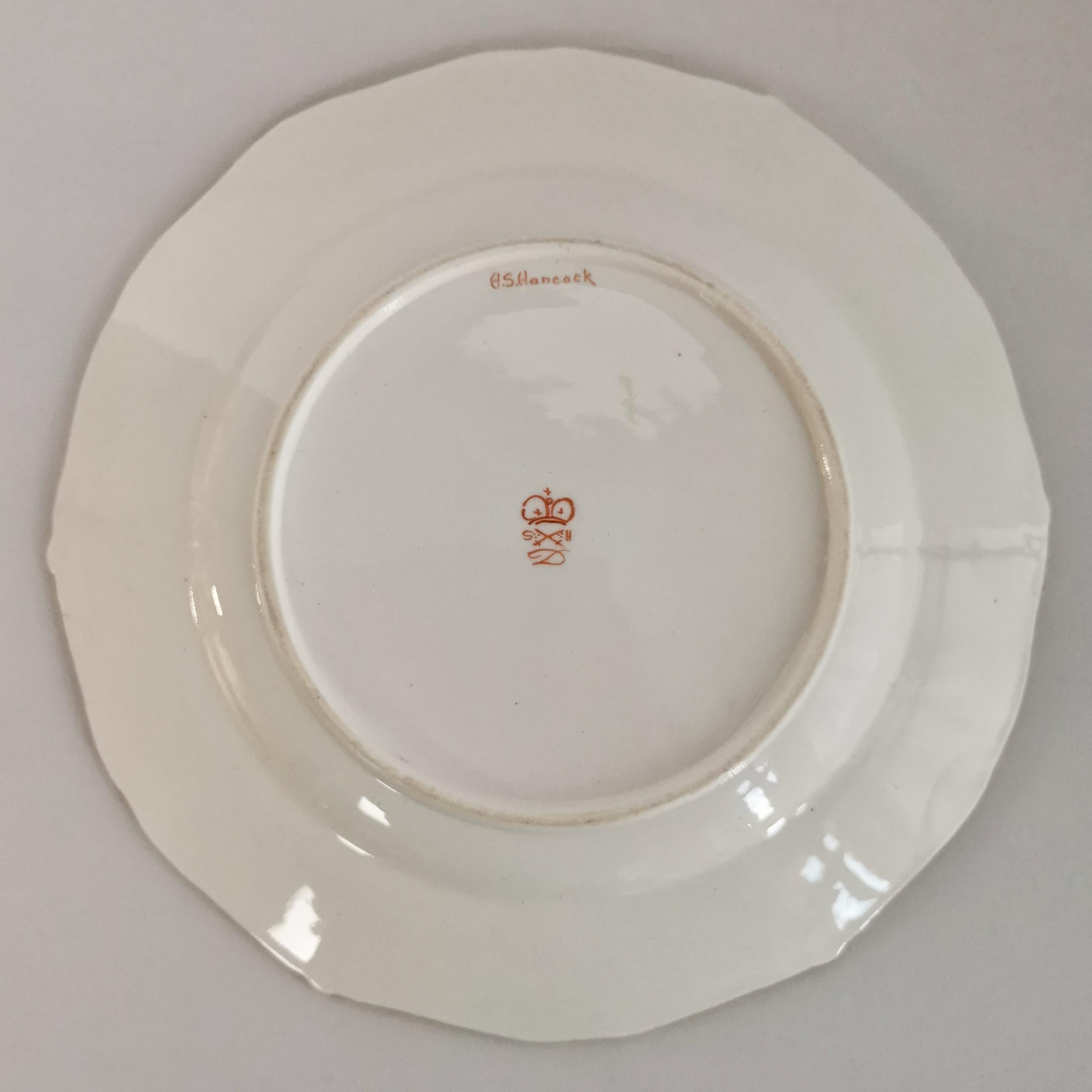 Derby Sampson Hancock Plate, Gilt, Flowers, Signed by S Hancock, 1863-1895 4