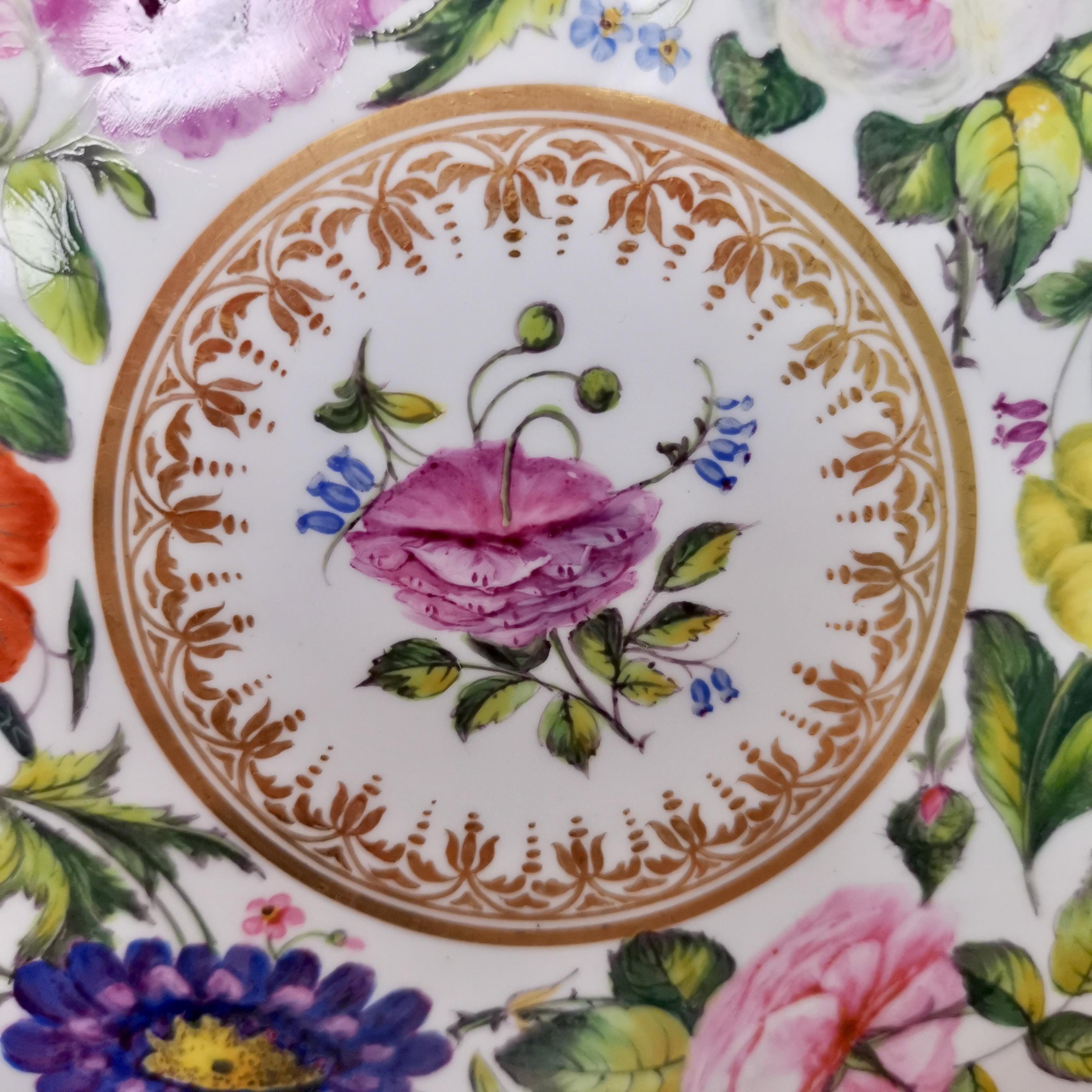English Derby Sampson Hancock Plate, Gilt, Flowers, Signed by S Hancock, 1863-1895