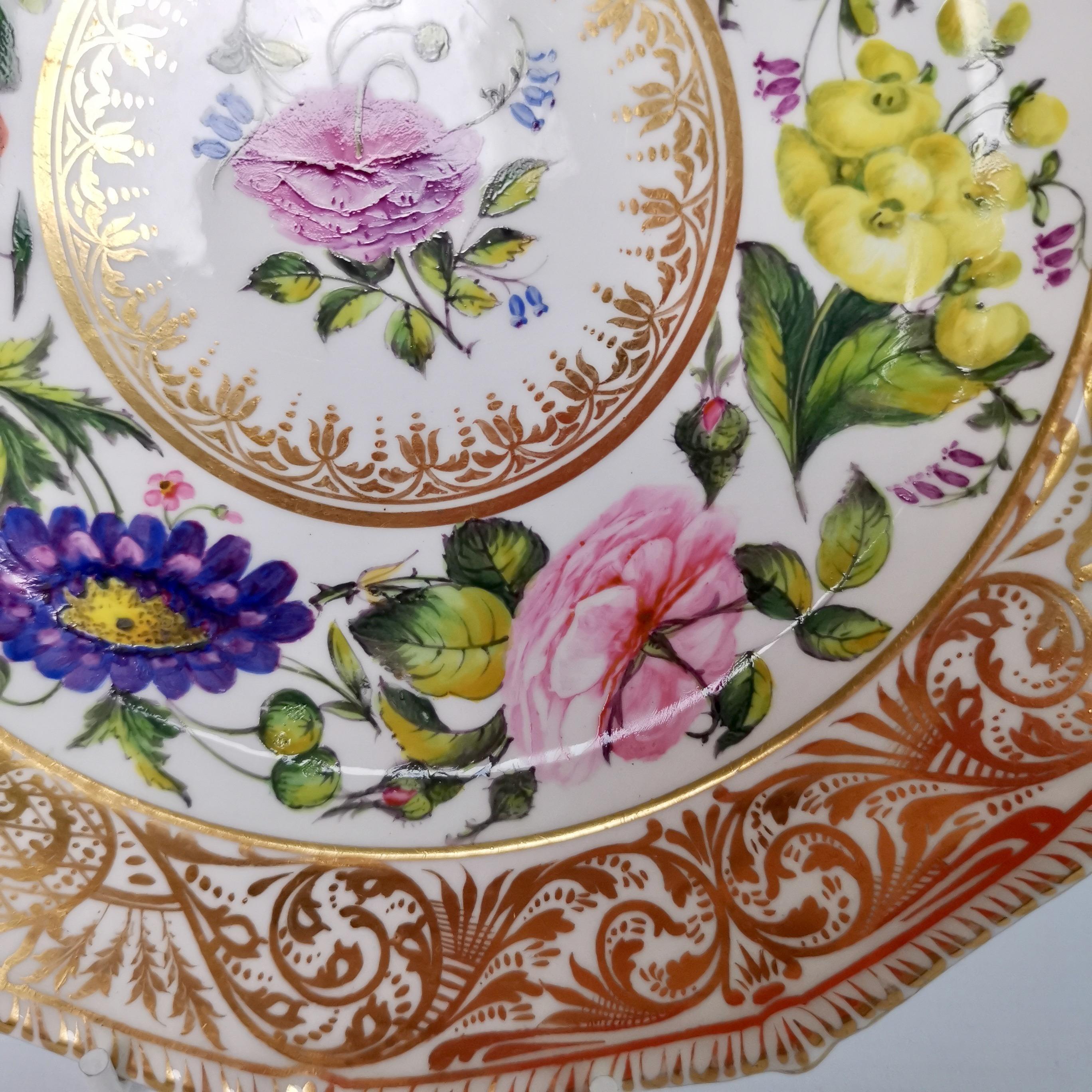 Hand-Painted Derby Sampson Hancock Plate, Gilt, Flowers, Signed by S Hancock, 1863-1895