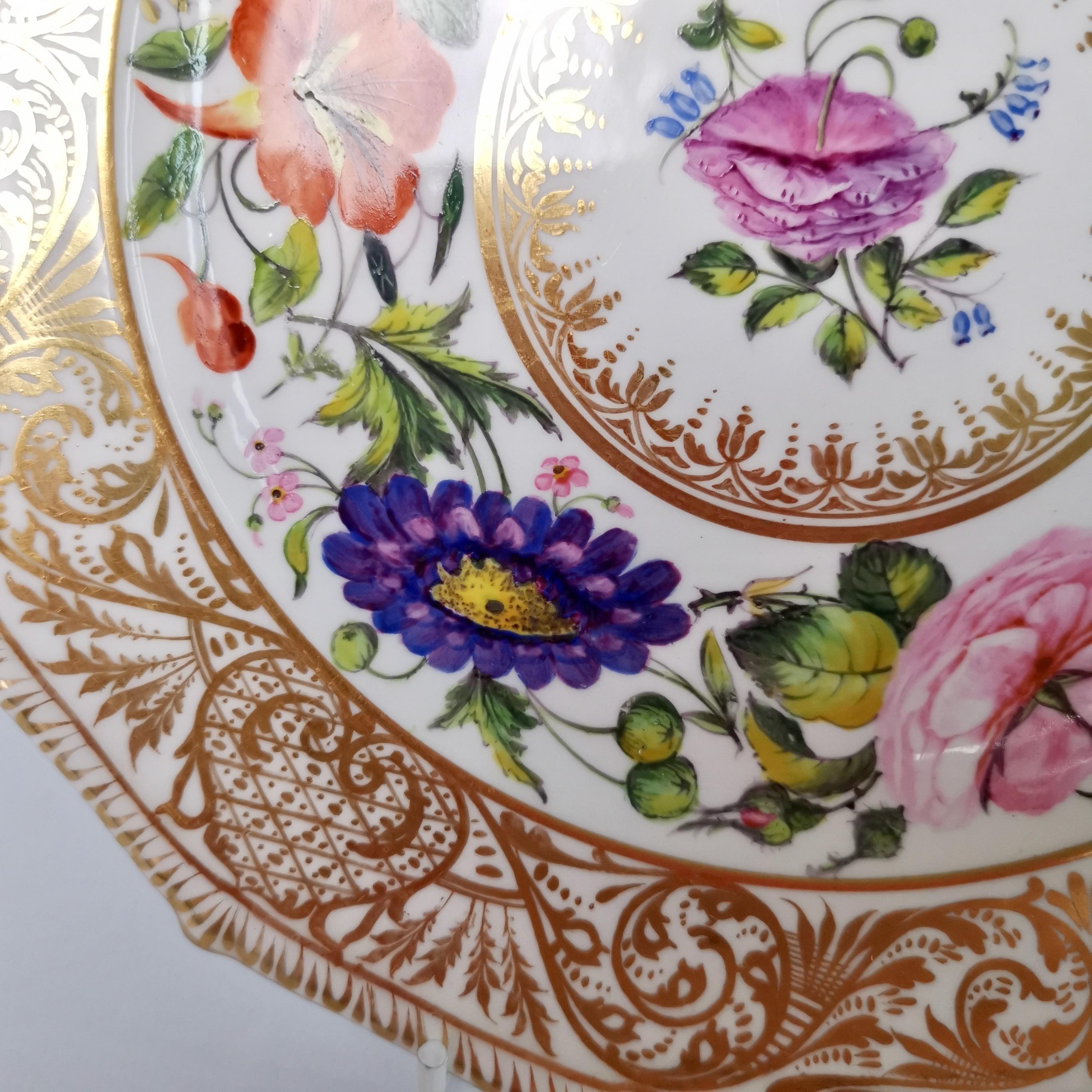 Derby Sampson Hancock Plate, Gilt, Flowers, Signed by S Hancock, 1863-1895 In Good Condition In London, GB
