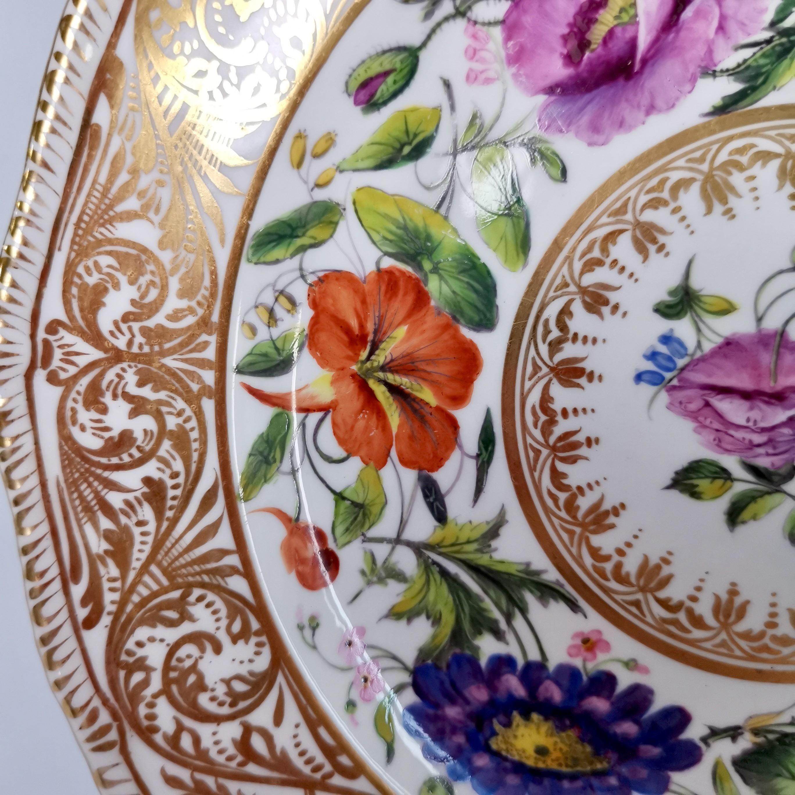 19th Century Derby Sampson Hancock Plate, Gilt, Flowers, Signed by S Hancock, 1863-1895