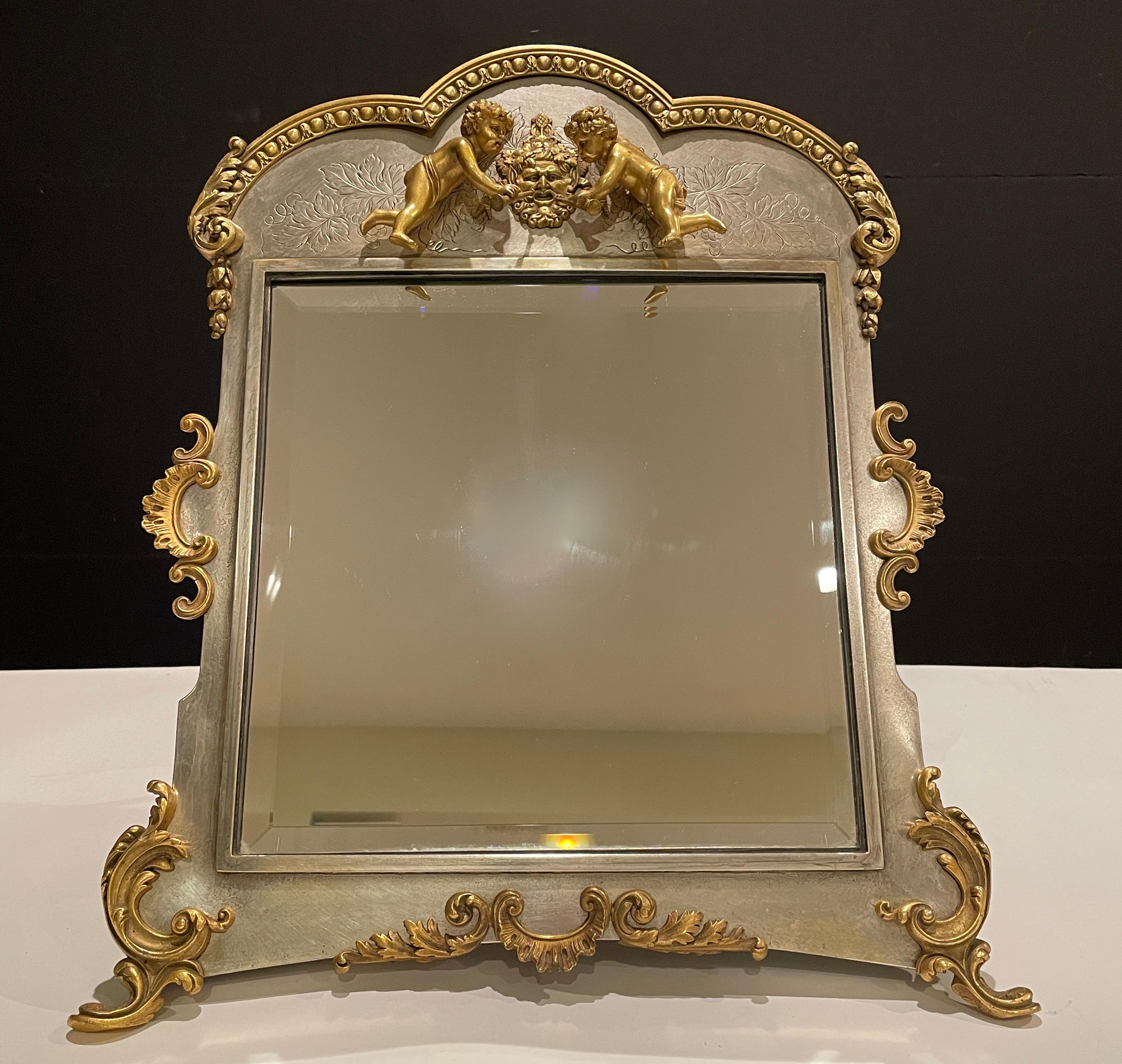 Beaux-Arts Derby Silver Co. Miroir argenté et doré en vente