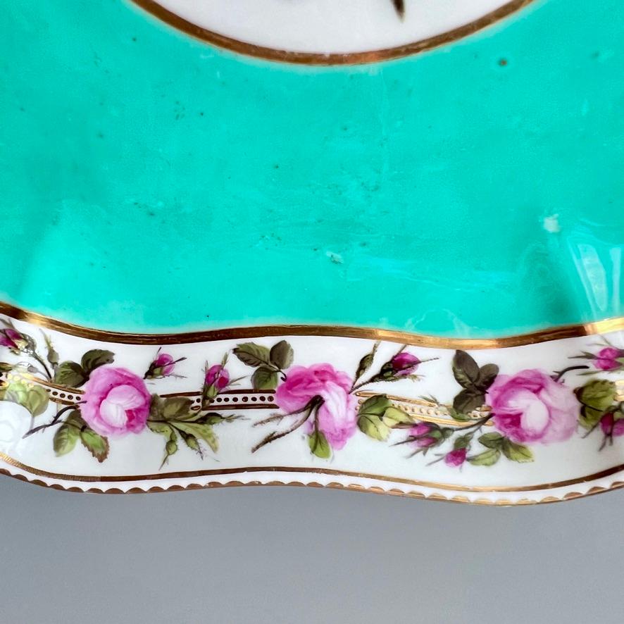 Plato cuadrado Derby, servicio Camden, William Billingsley Roses on Green, 1795 en venta 2
