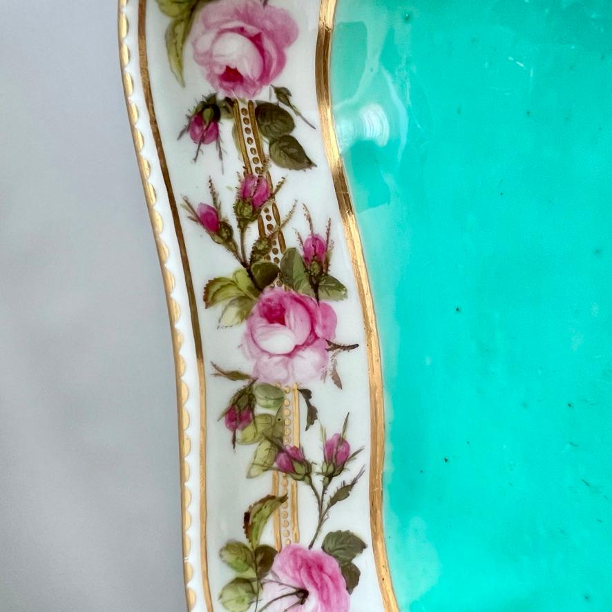 Plato cuadrado Derby, servicio Camden, William Billingsley Roses on Green, 1795 en venta 3