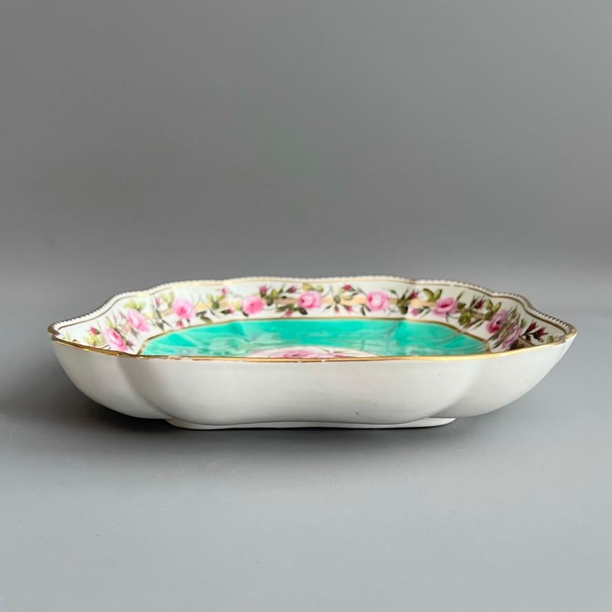 Plato cuadrado Derby, servicio Camden, William Billingsley Roses on Green, 1795 en venta 5
