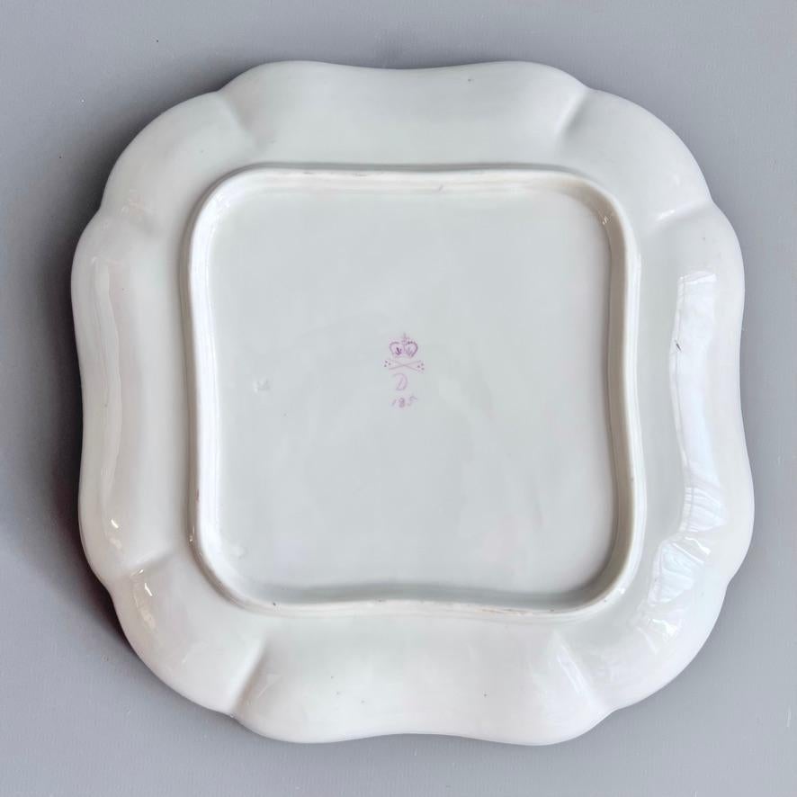 Plato cuadrado Derby, servicio Camden, William Billingsley Roses on Green, 1795 en venta 6