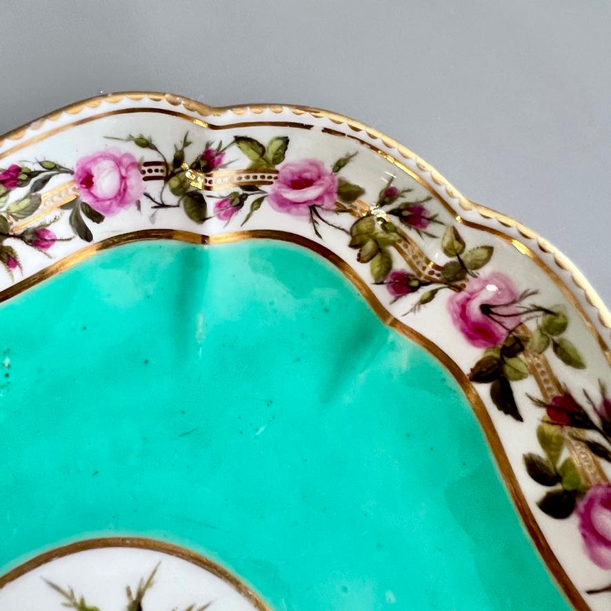 Plato cuadrado Derby, servicio Camden, William Billingsley Roses on Green, 1795 finales del siglo XVIII en venta