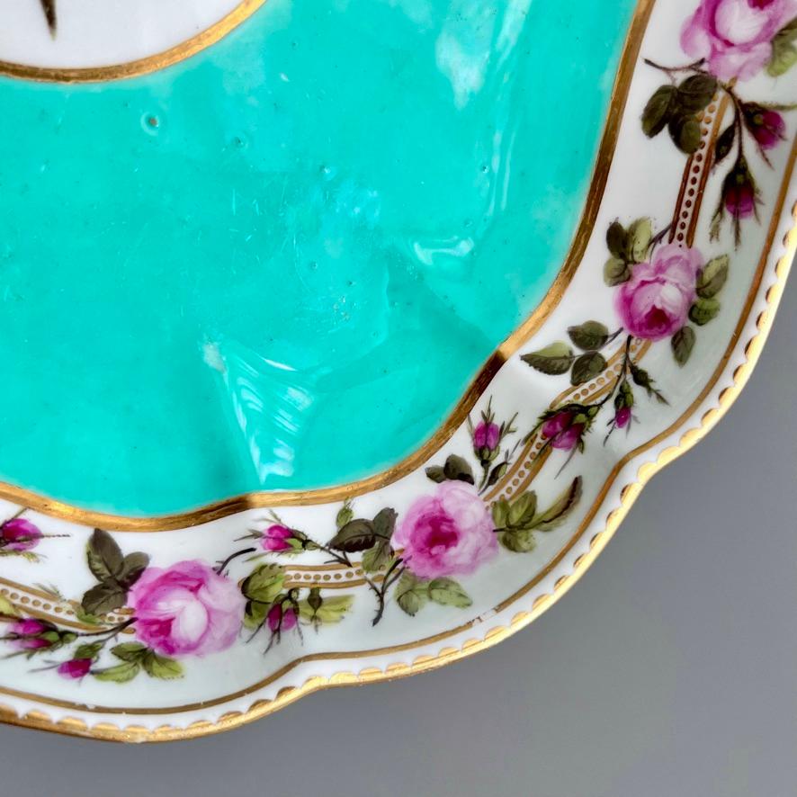 Plato cuadrado Derby, servicio Camden, William Billingsley Roses on Green, 1795 en venta 1