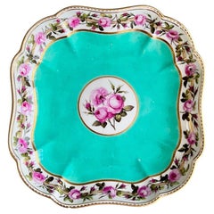 Plato cuadrado Derby, servicio Camden, William Billingsley Roses on Green, 1795