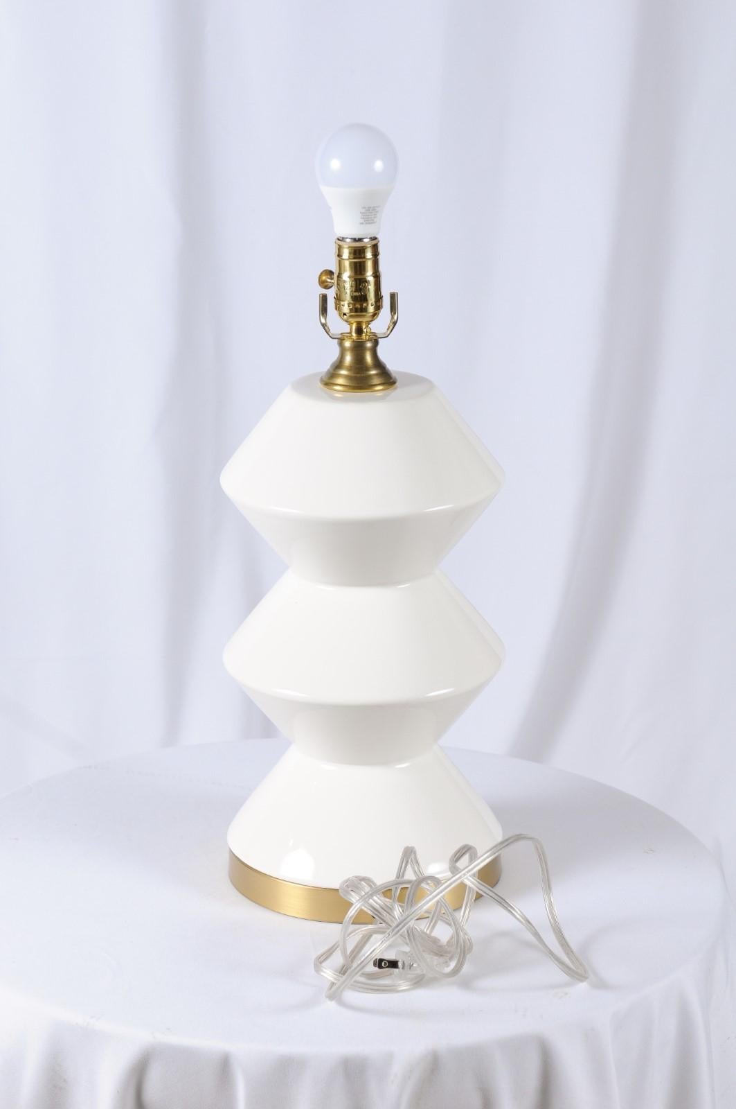 Contemporary Derby Table Lamp, White Ceramic by Fox Mill Lighting & Supply