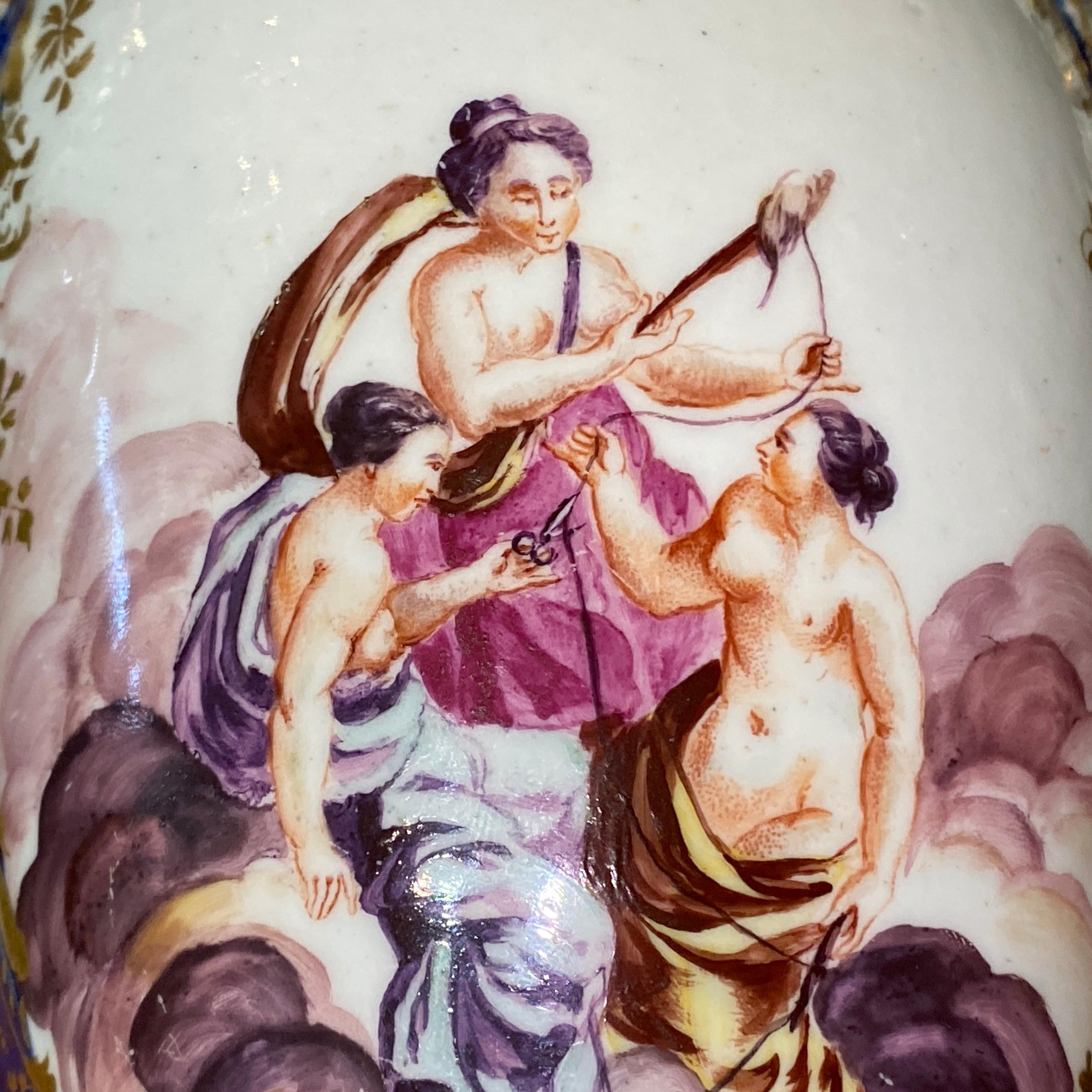 Derby Vase Three Fates and Birds Panels, circa 1758-1760 For Sale 3