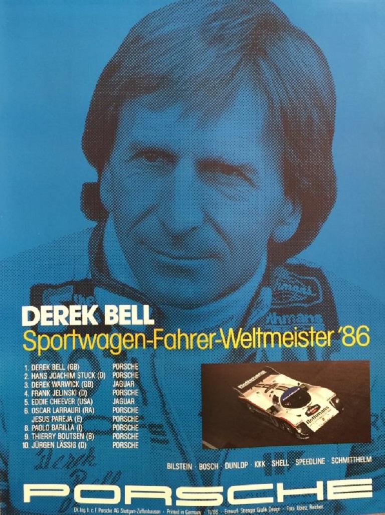 Derek Bell Porsche Original Vintage Poster In Excellent Condition In Melbourne, Victoria