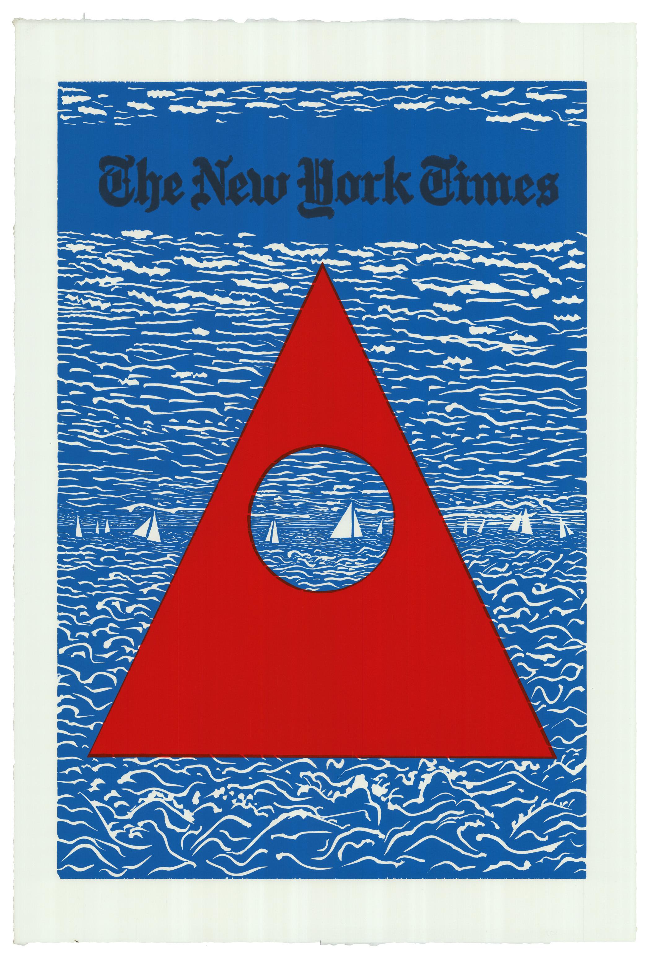 New York Times Leisure Section - print linocut contemporary art waterscape 