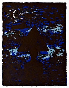Untitled abstraction, woodcut, Signed/N, Art Against AIDS,  British Pop pioneer