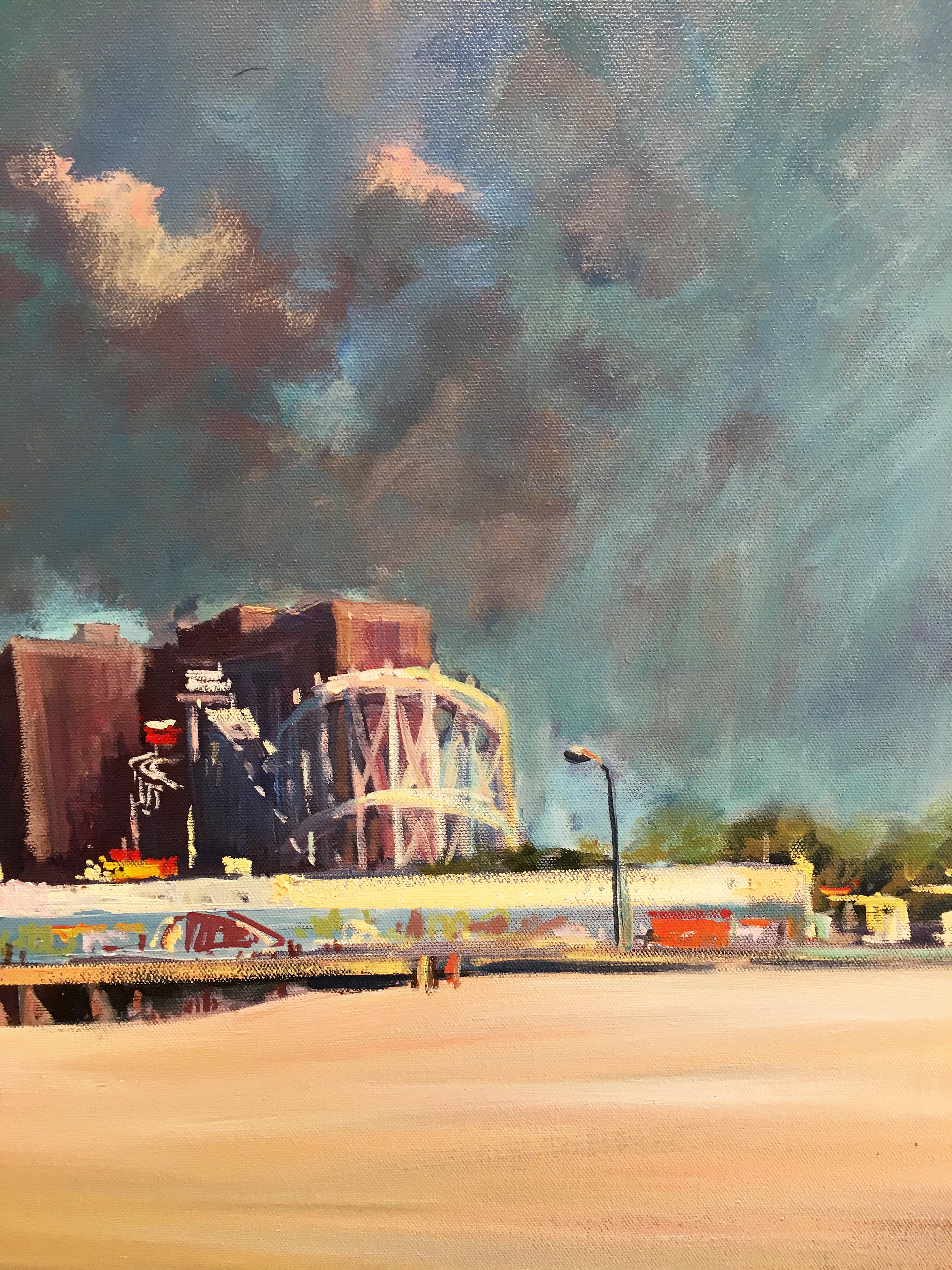 'Coney Island' 2008 by Derek Buckner. Oil on canvas, 28 x 40 in. / Frame: 33.5 x 45.5 in. This painting depicts the iconic Coney Island in NYC in the artist's contemporary, realistic style. Viewed from the beach looking onto the amusement park, AKA