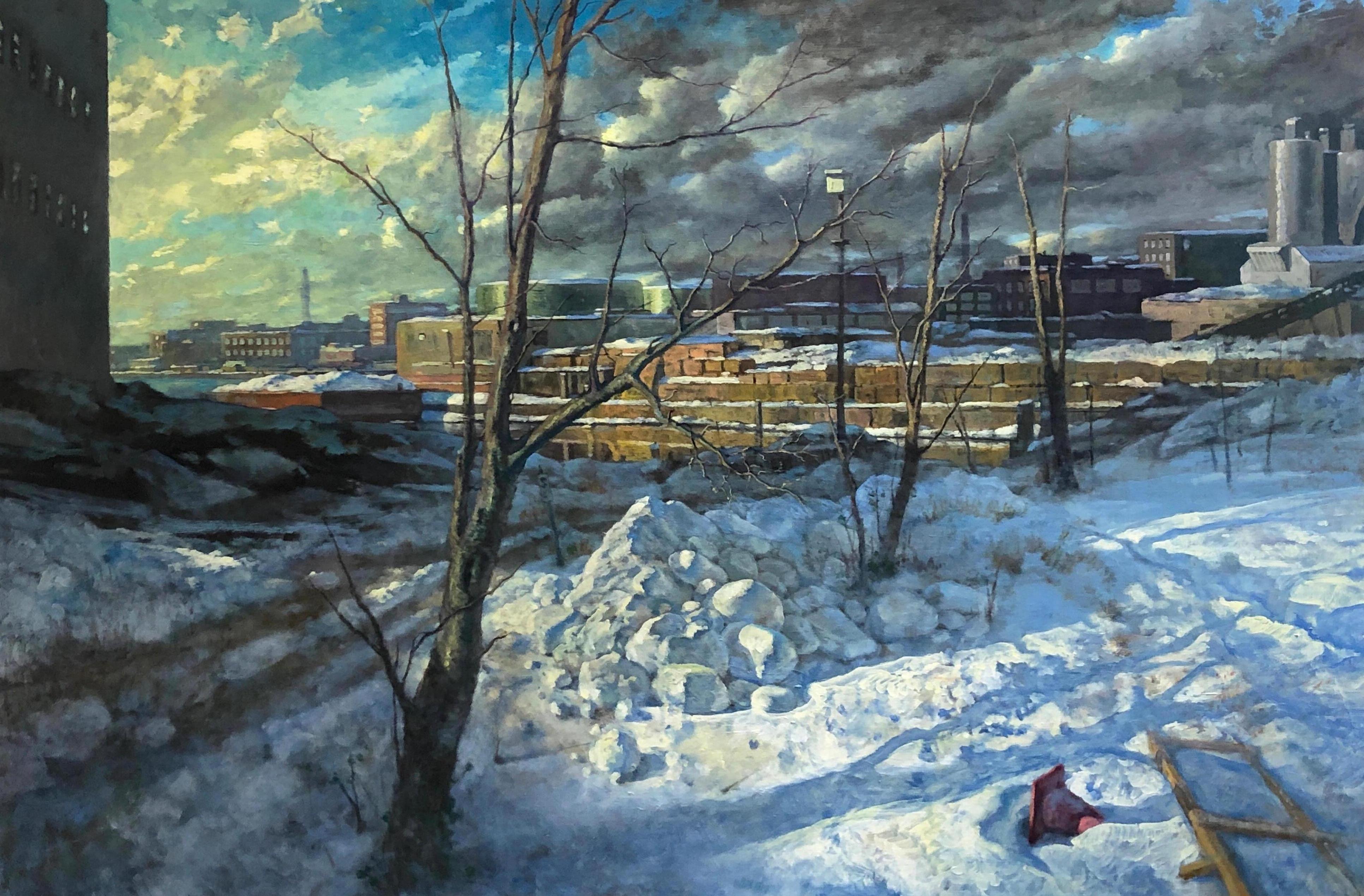 Derek Buckner Landscape Painting - Gowanus, Winter