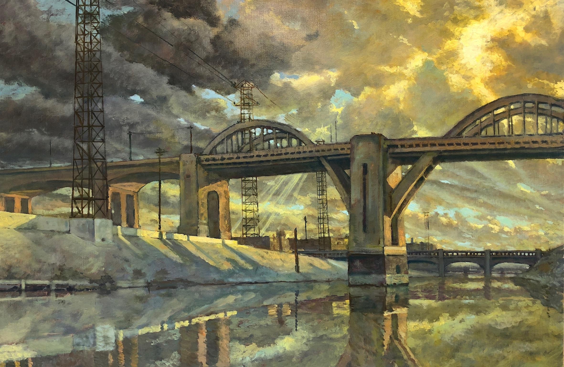 Derek Buckner Landscape Painting - LA River 2