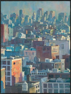 "Manhattan Rooftops #7" Framed Original Oil Painting on Canvas by Derek Buckner