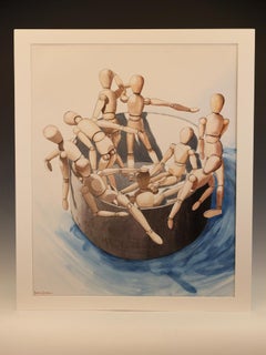 Derek Carruthers (1935-2021) - La reunión de los maniquíes - Original fechado en 1996
