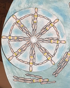 3 Dimensional Sculptural Surrealist Acrylic on Board. 'Swimfest'.