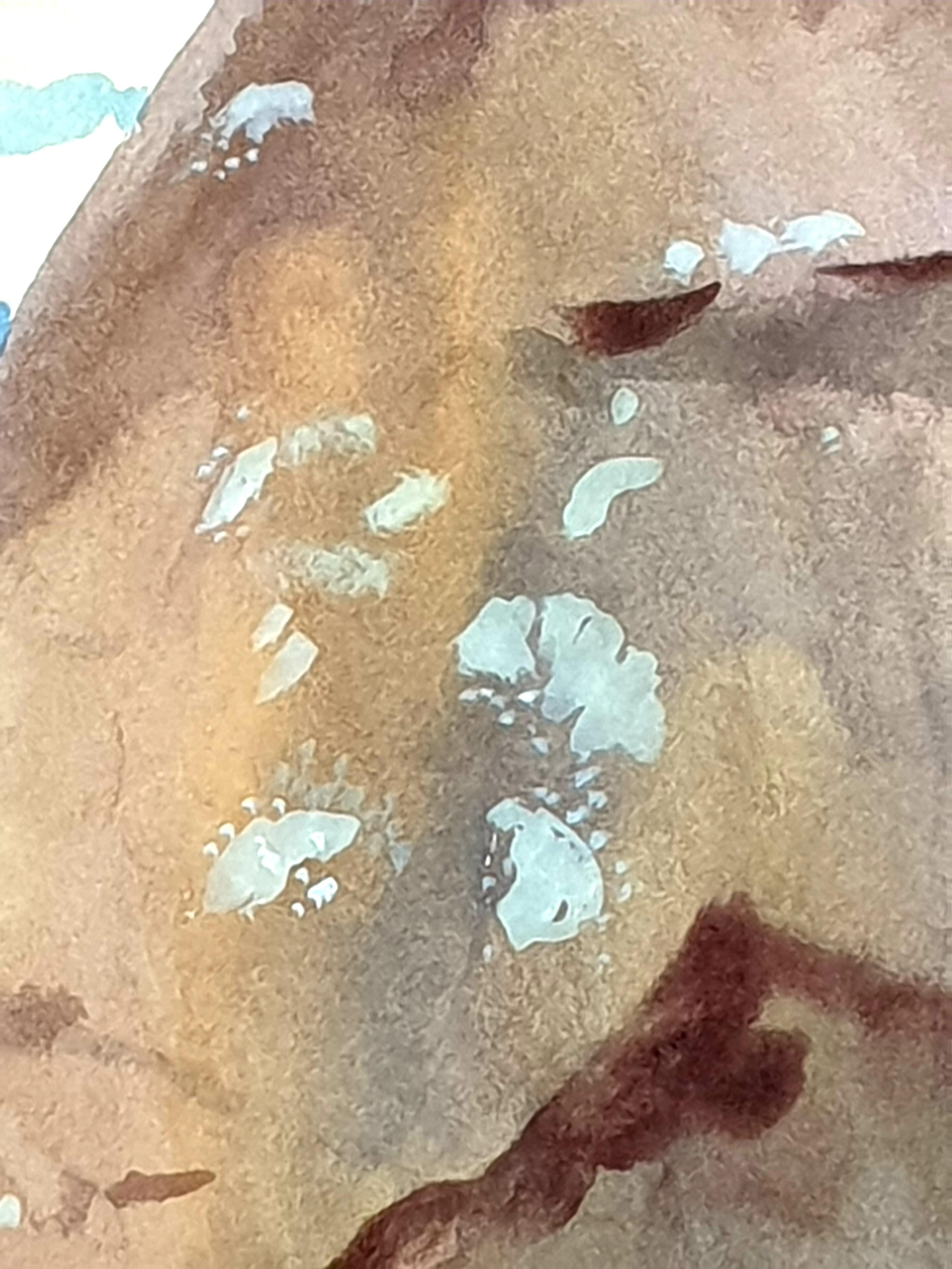 Late 20th Century Surrealist Gouache on Paper. 'Stones'. For Sale 8