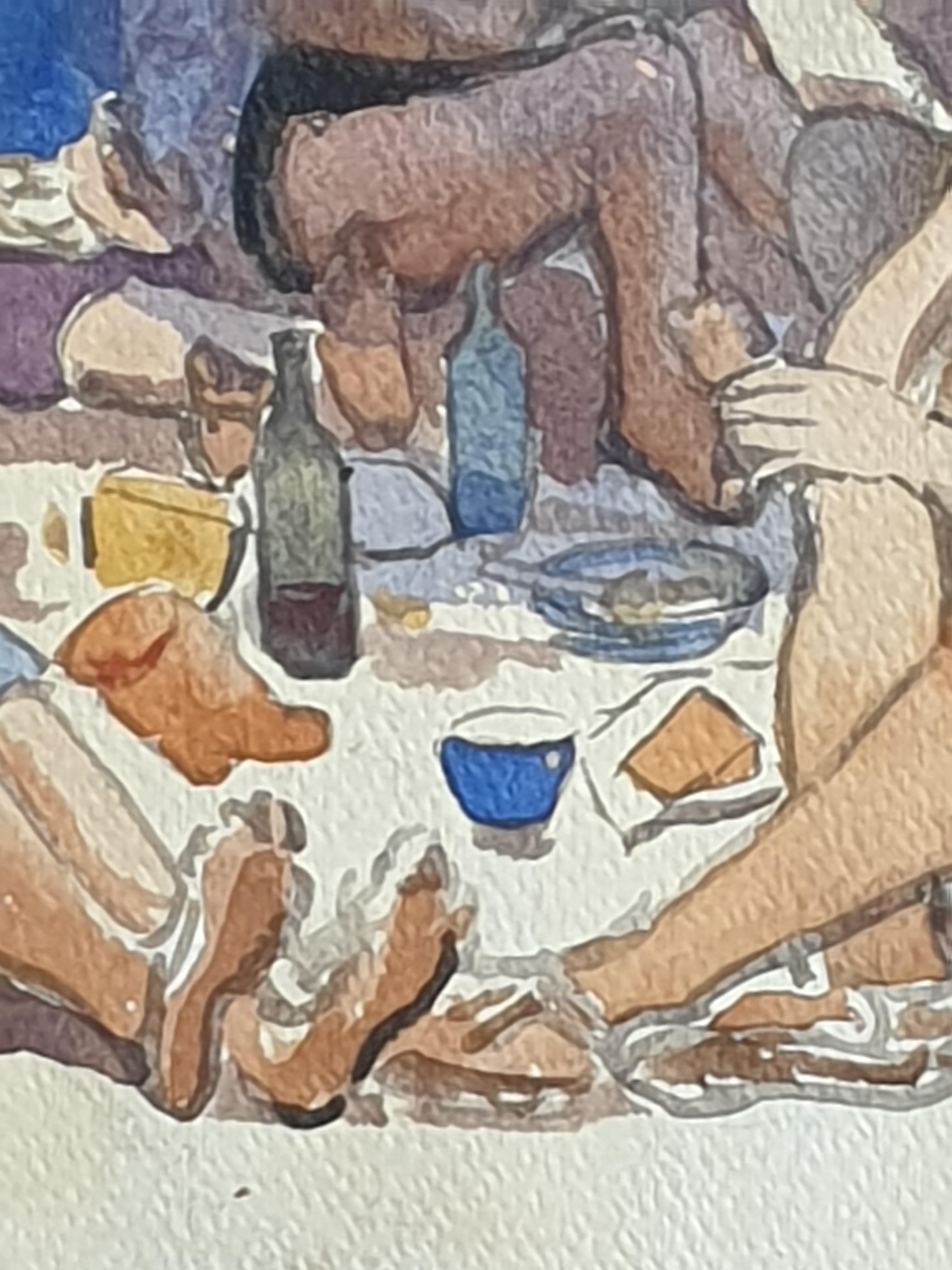 Surrealist Watercolour and Gouache on Paper. 'The Picnic'. For Sale 9