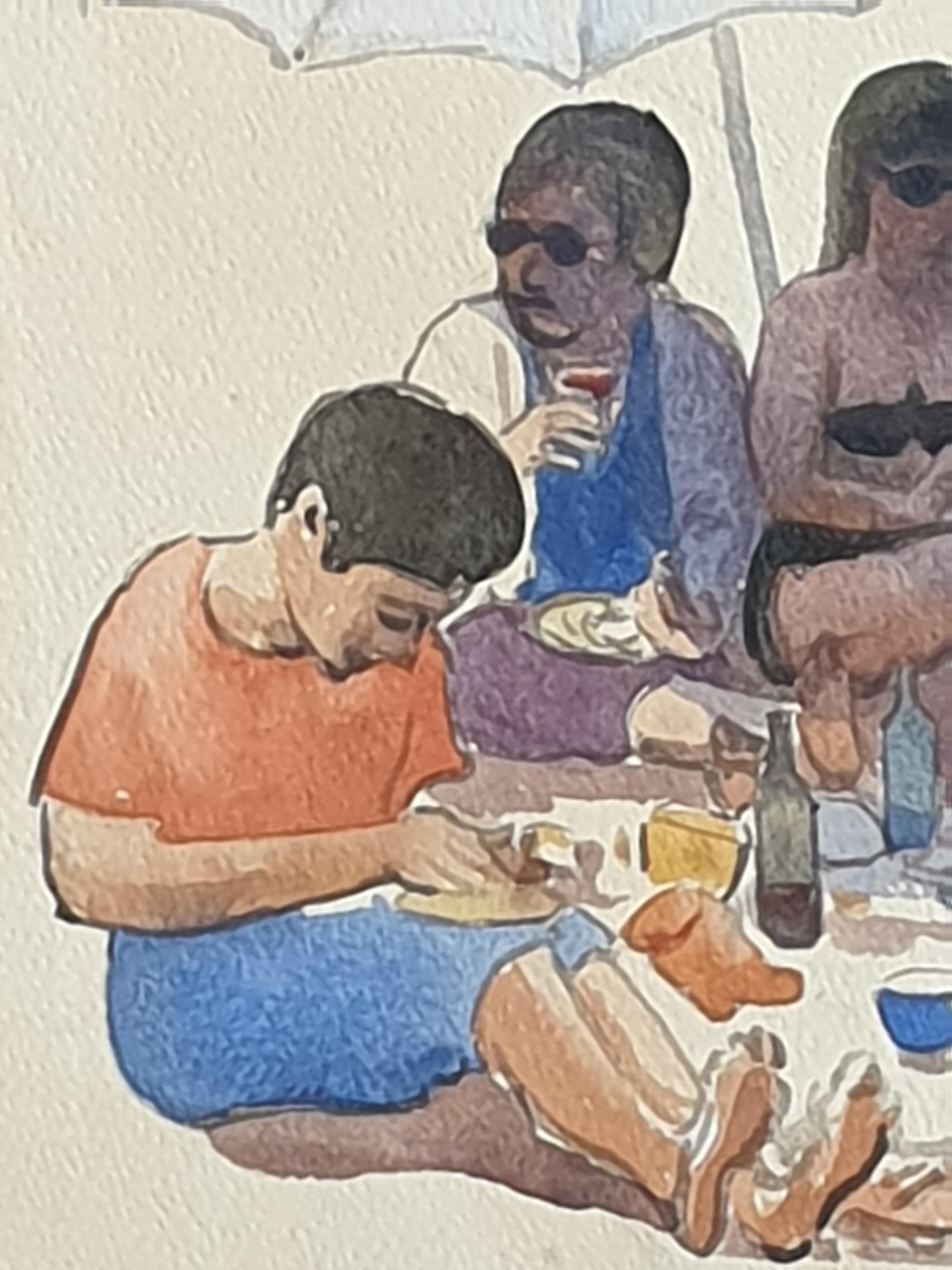 Surrealist Watercolour and Gouache on Paper. 'The Picnic'. For Sale 4