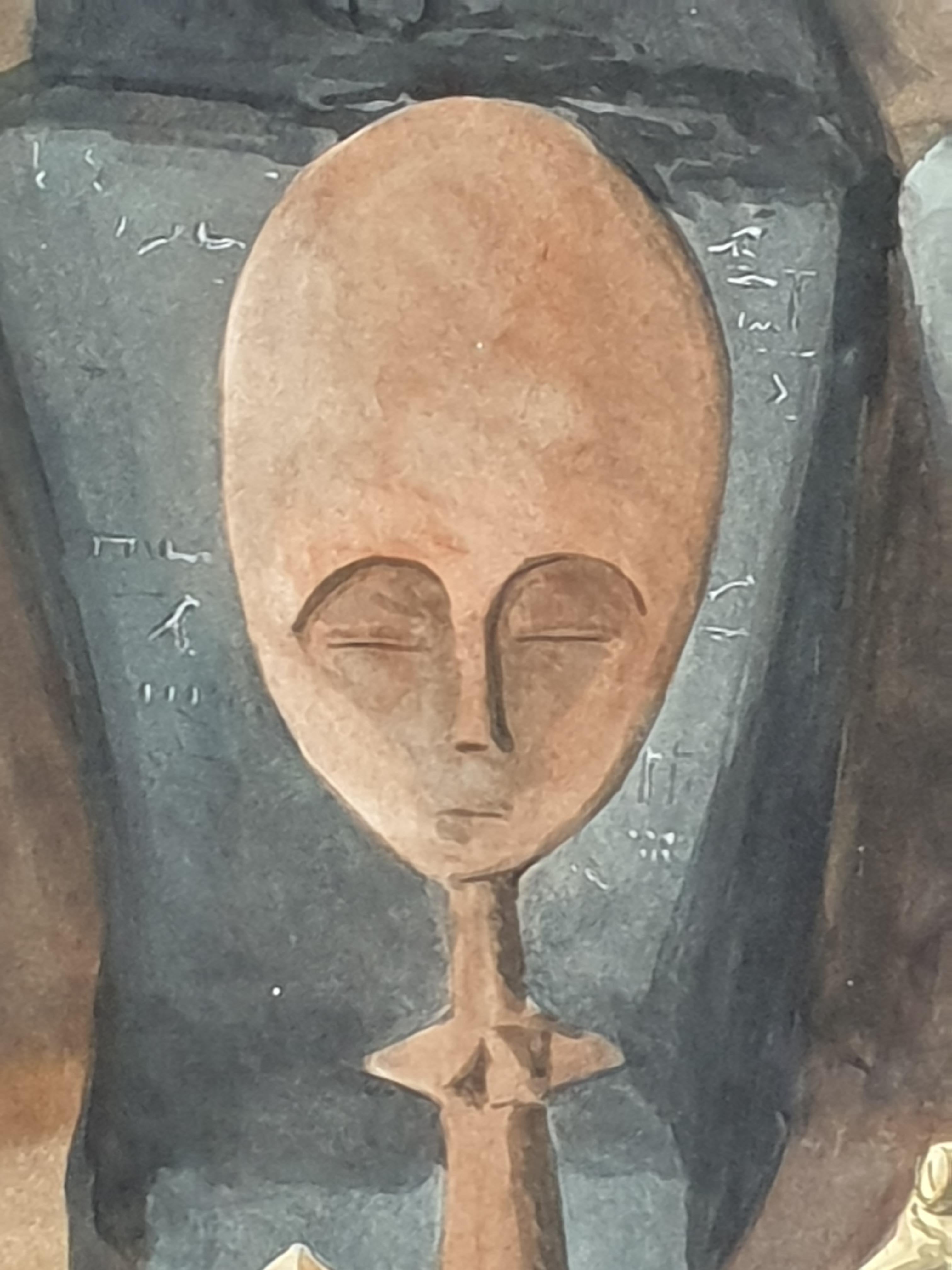 Surrealist Painting on Paper, 'Godot', Artefacts of Civilisations Lost For Sale 3