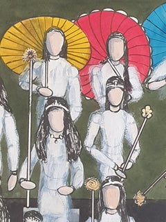 Surrealist Gouache and Watercolour on Paper, 'Sunday School Ghosts'.