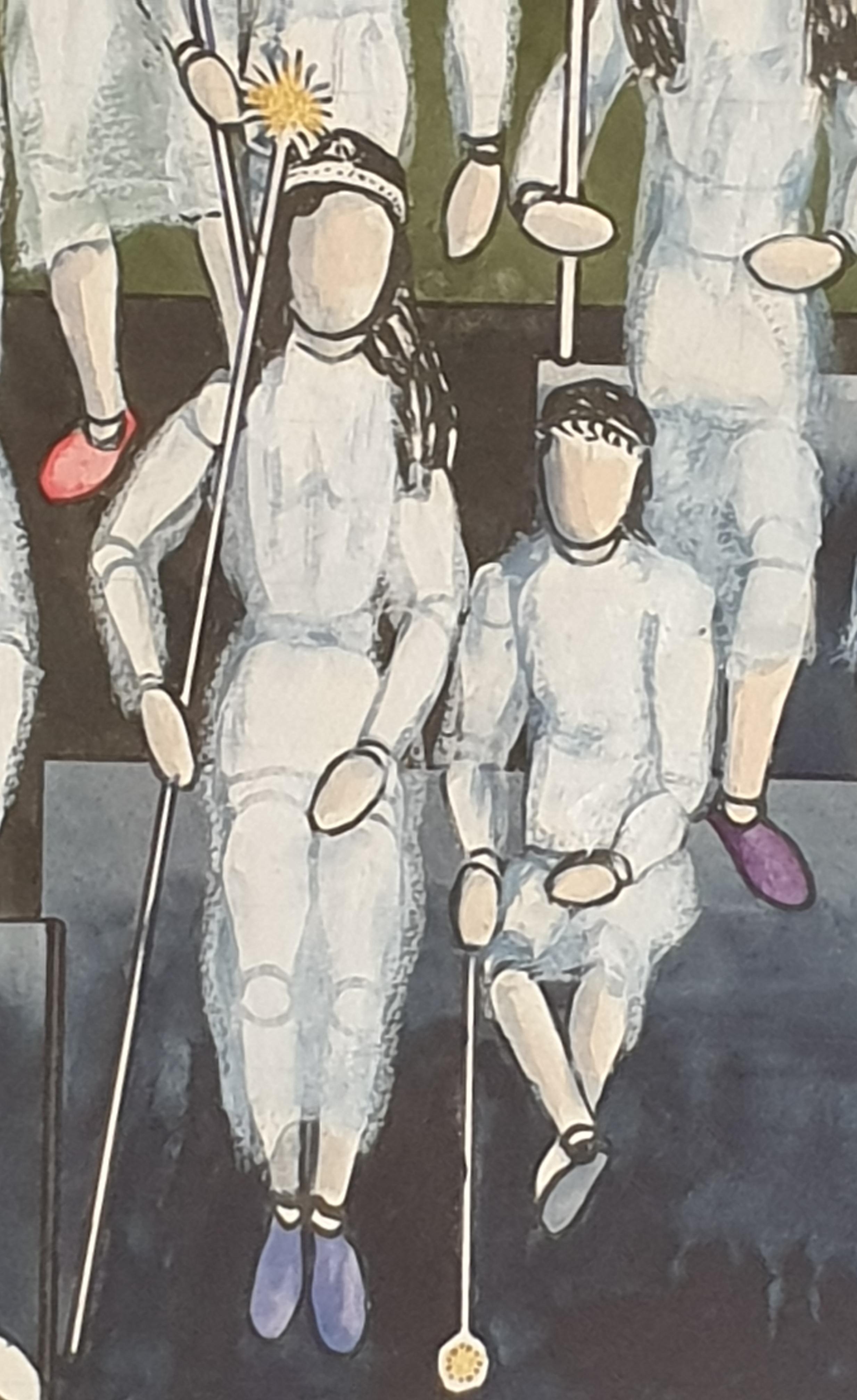 Gouache et aquarelle sur papier, « Sunday School Ghosts » ( Ghosts de l'école du jour)  - Surréalisme Painting par Derek Carruthers 